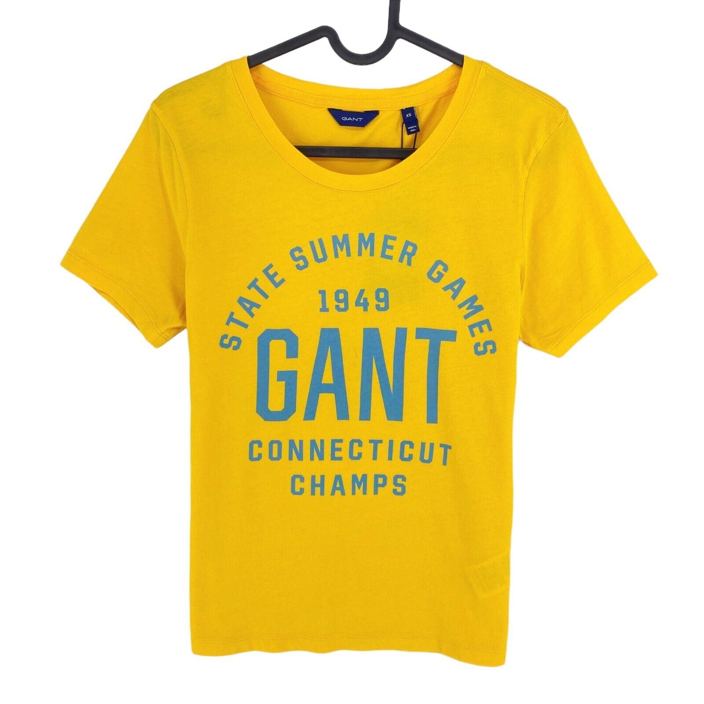 GANT T-shirt à col rond graphique d'été jaune taille XS