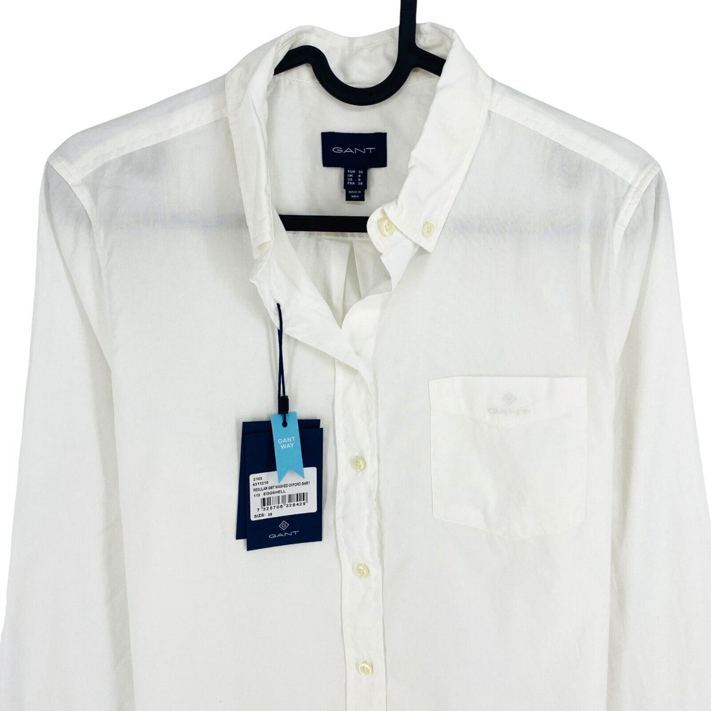 GANT Women White Regular Oxford Long Sleeves Shirt Size EU 36 UK 8 US 6