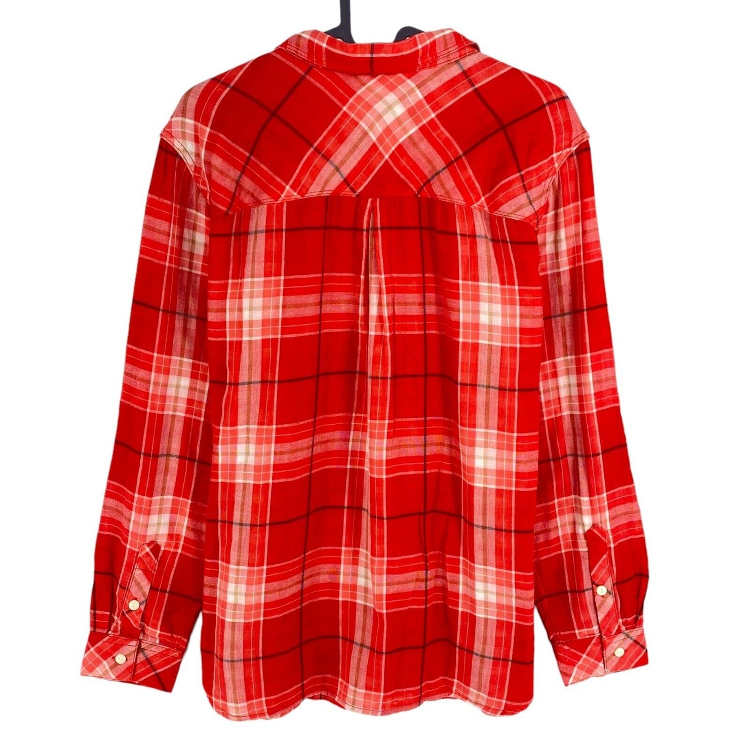 Levi`s Women Red Plaid Boyfriend Fit Long Sleeves Shirt Size XL