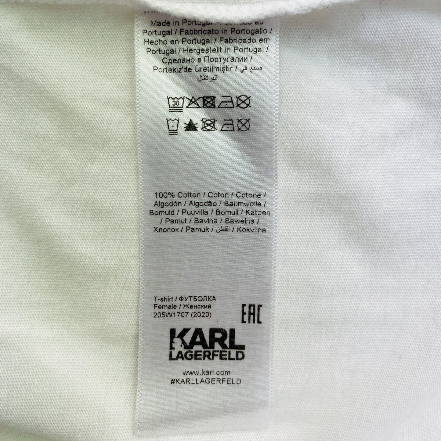 Karl Lagerfeld White Ikonik Karl & Choupette Crew Neck T Shirt Size XS