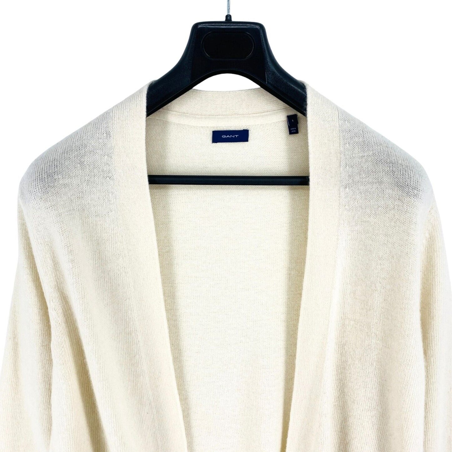 GANT Women Beige Long Wool Cardigan Sweater Jumper Size L