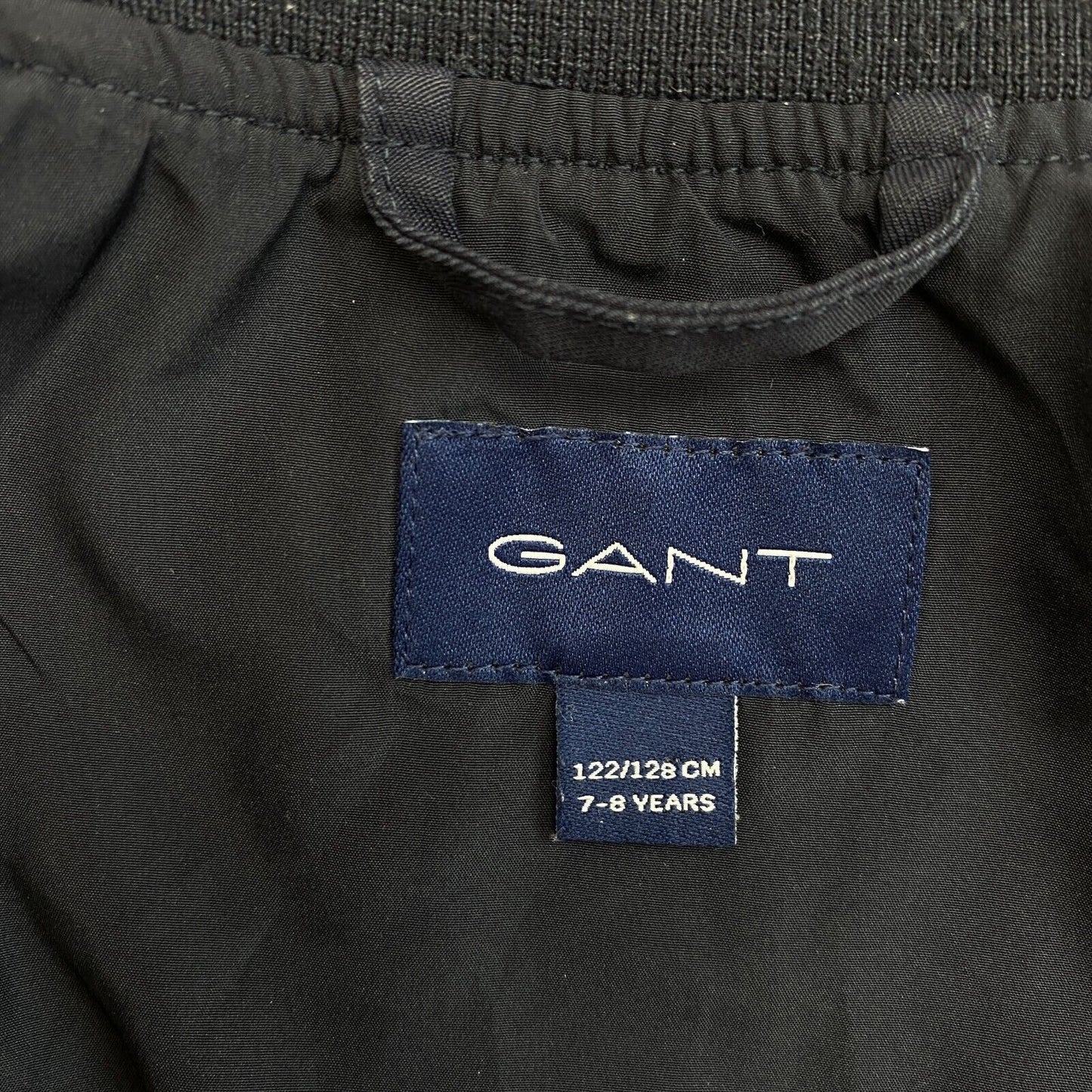 GANT Boys Navy Blue Ribbed Bomber Jacket Size 7 - 8 Years 122/128 cm