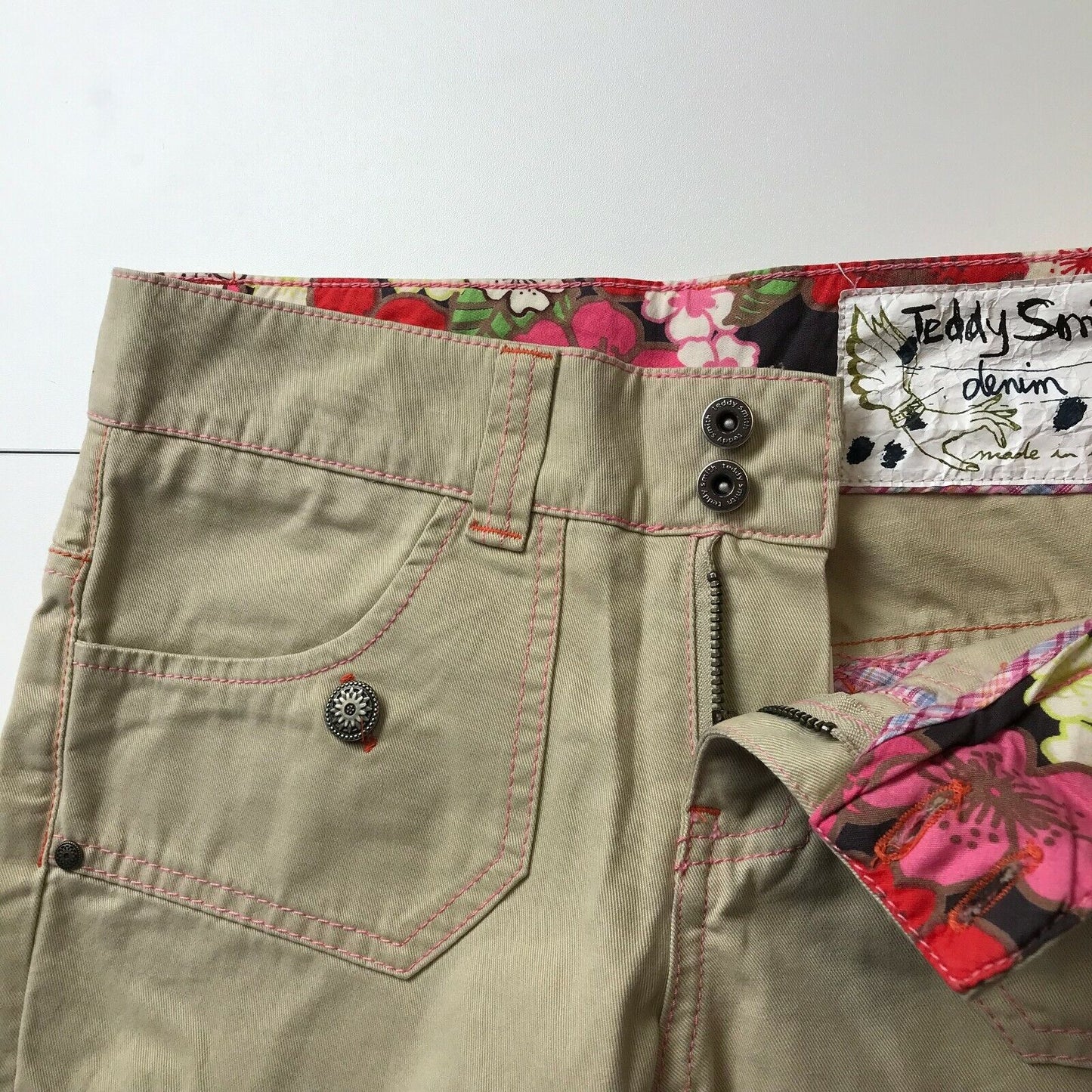 TEDDY SMITH Damen Shorts, Knielänge, Relaxed Fit, Braun, Größe W25