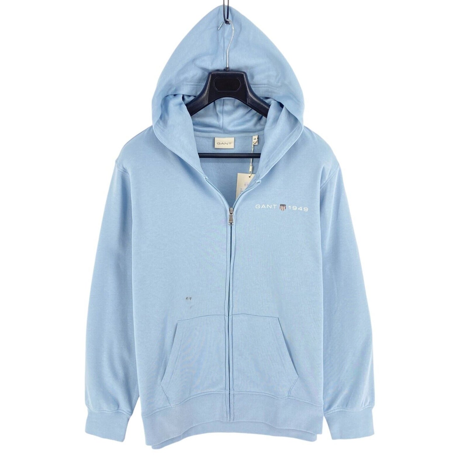 GANT Men Light Blue Printed Graphic Full Zip Hoodie Sweater Jumper Size 2XL XXL