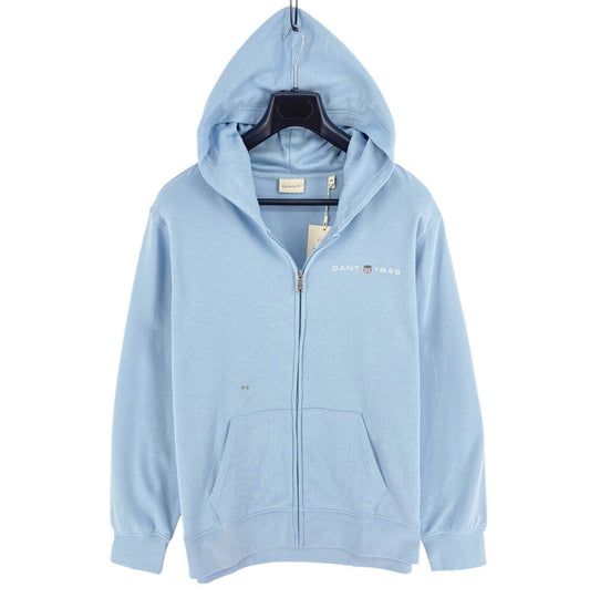 GANT Men Light Blue Printed Graphic Full Zip Hoodie Sweater Jumper Size 2XL XXL