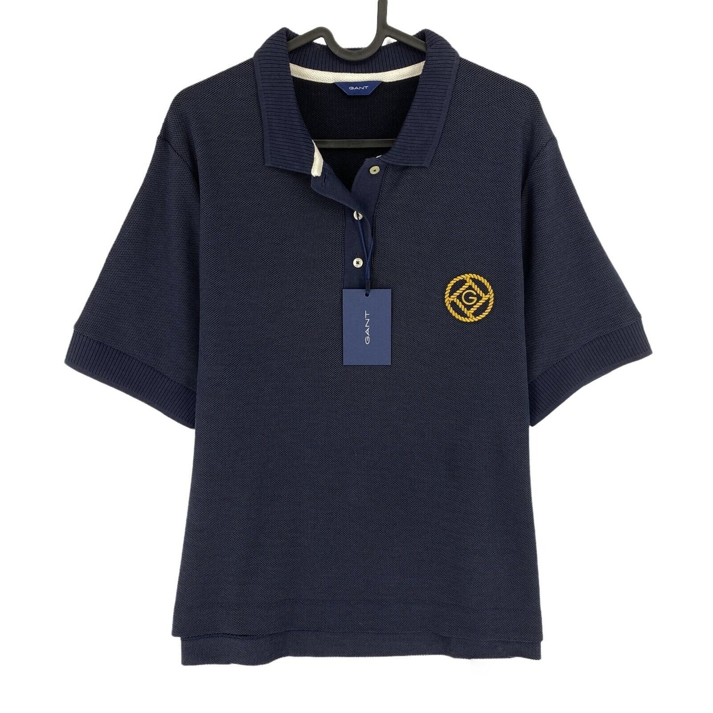 GANT Navy Blue Rope Icon Pique Polo Shirt Size XS L XL