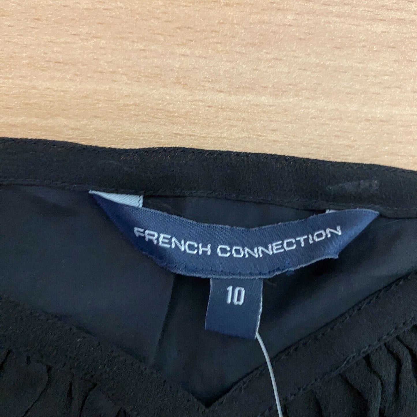 FRENCH CONNECTION Noir Col V 100% Soie Débardeur Blouse Taille 10 - S