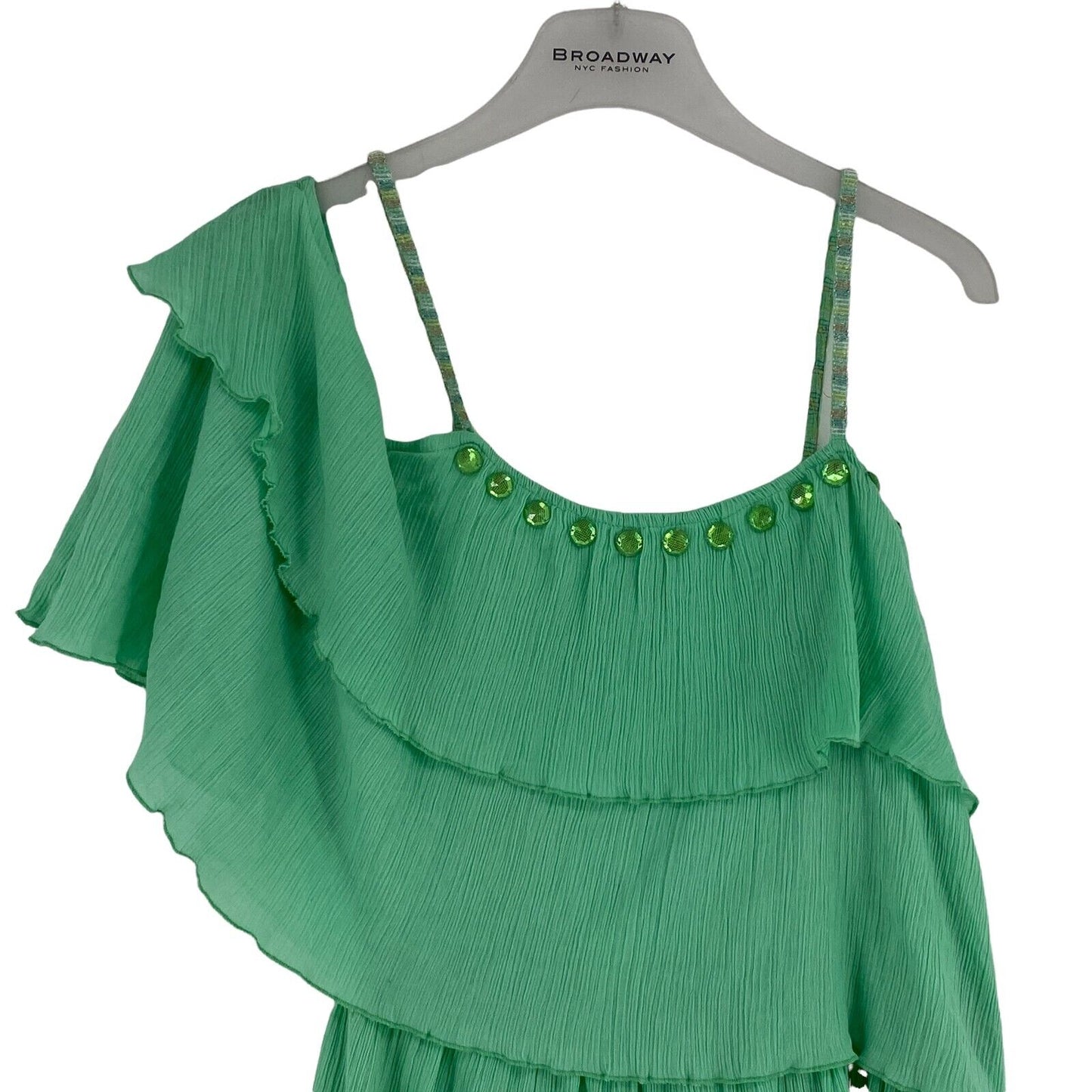 RPR €111 Chilli Pepper Green Asymmetric Shift Dress Size EU 36 UK 8 US 6