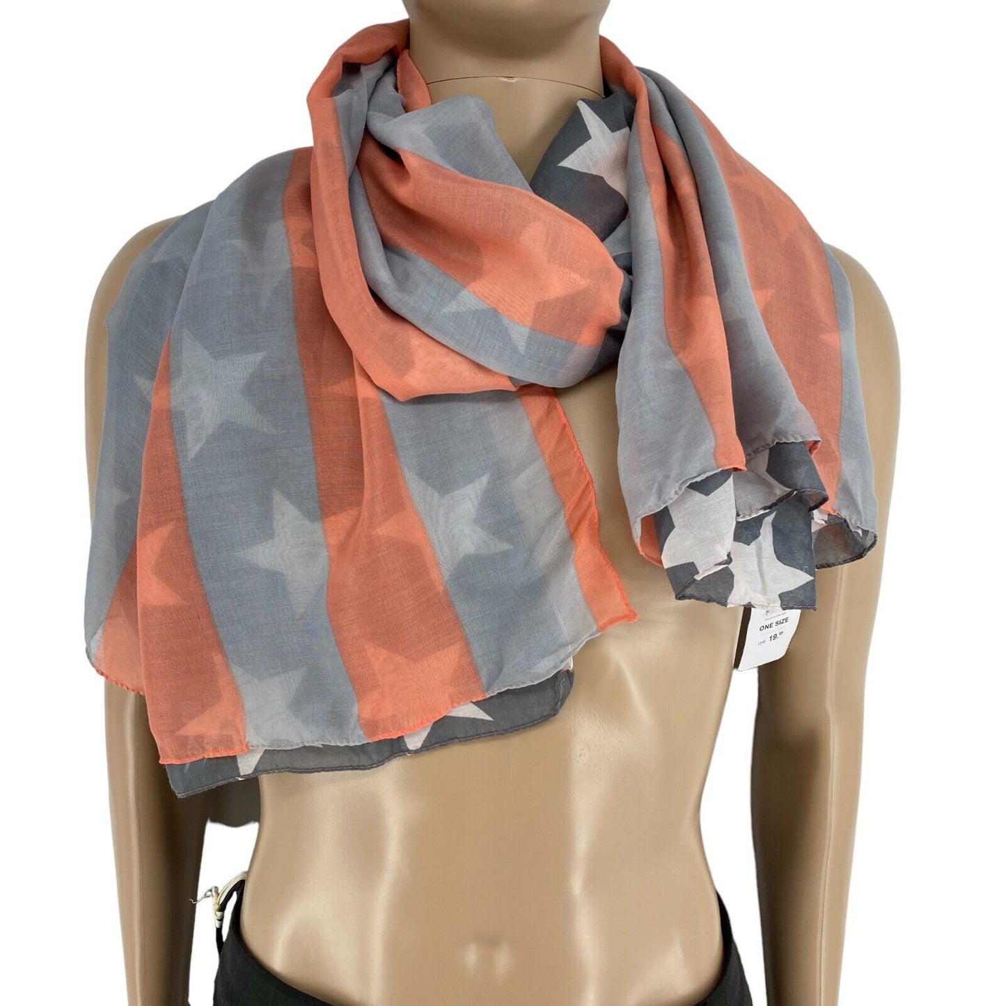 TALLY WEiJL Grey Stars Print Scarf Shawl