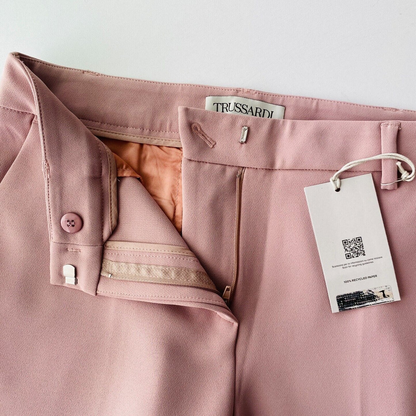 TRUSSARDI Women Pink Slim Fit Dress Trousers IT 42 W29 Made In Italy