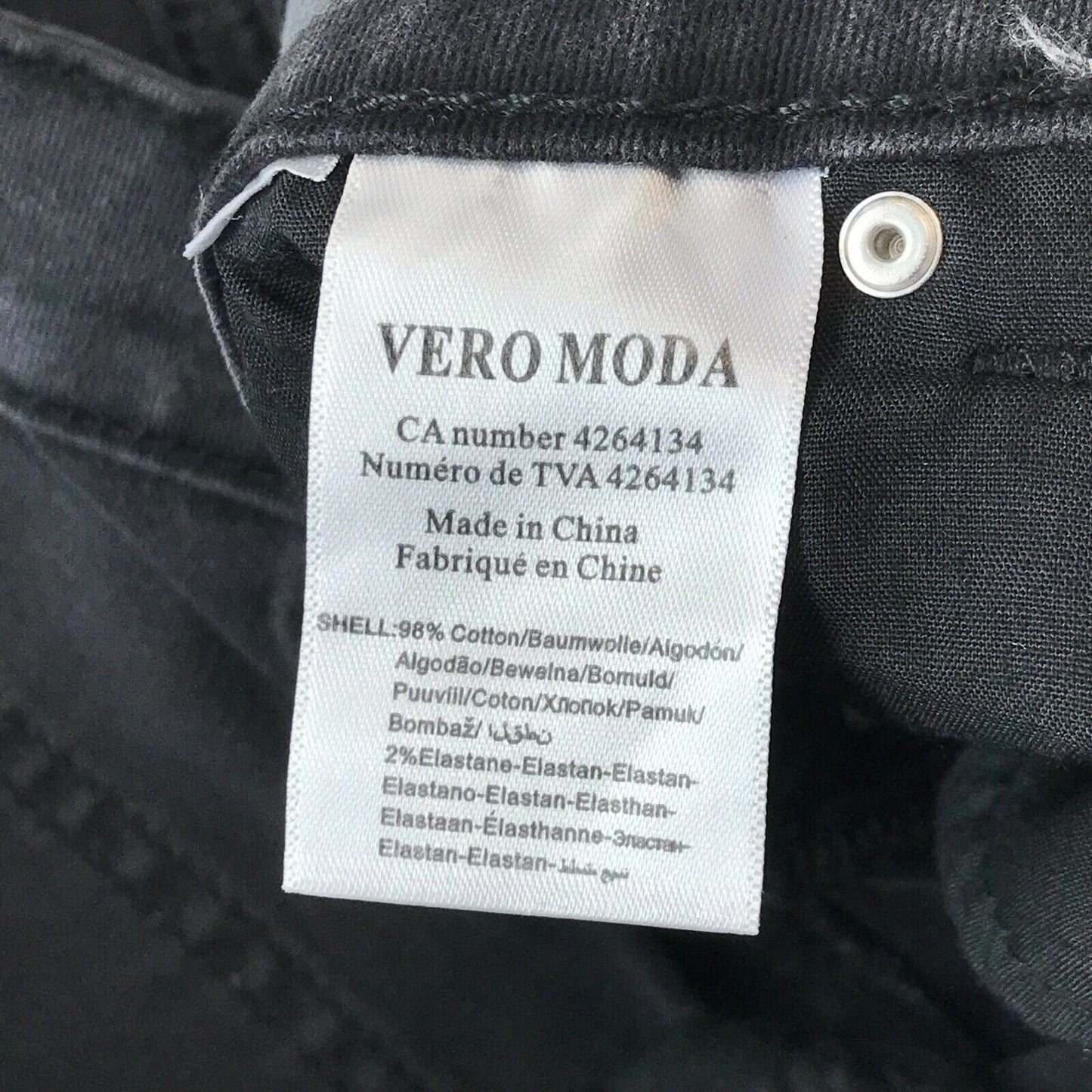 VERO MODA Women Dark Grey Skinny Fit Cargo Ankle Length Jeans Size EU 38 W28