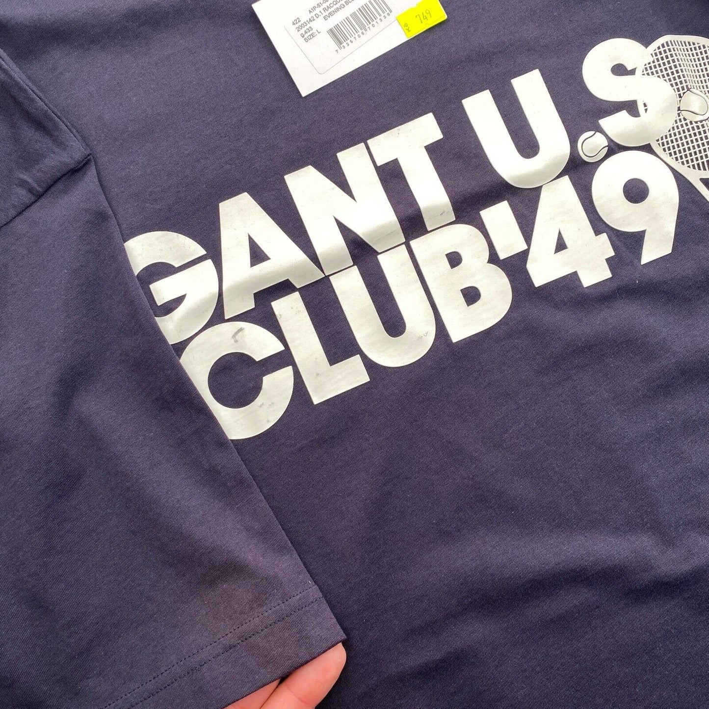 GANT Men Navy Blue Racquet Club Crew Neck Short Sleeves T Shirt Size L