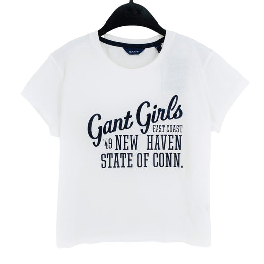 GANT Girls White Crew Neck T Shirt Size 9 - 10 Years 134/140 cm