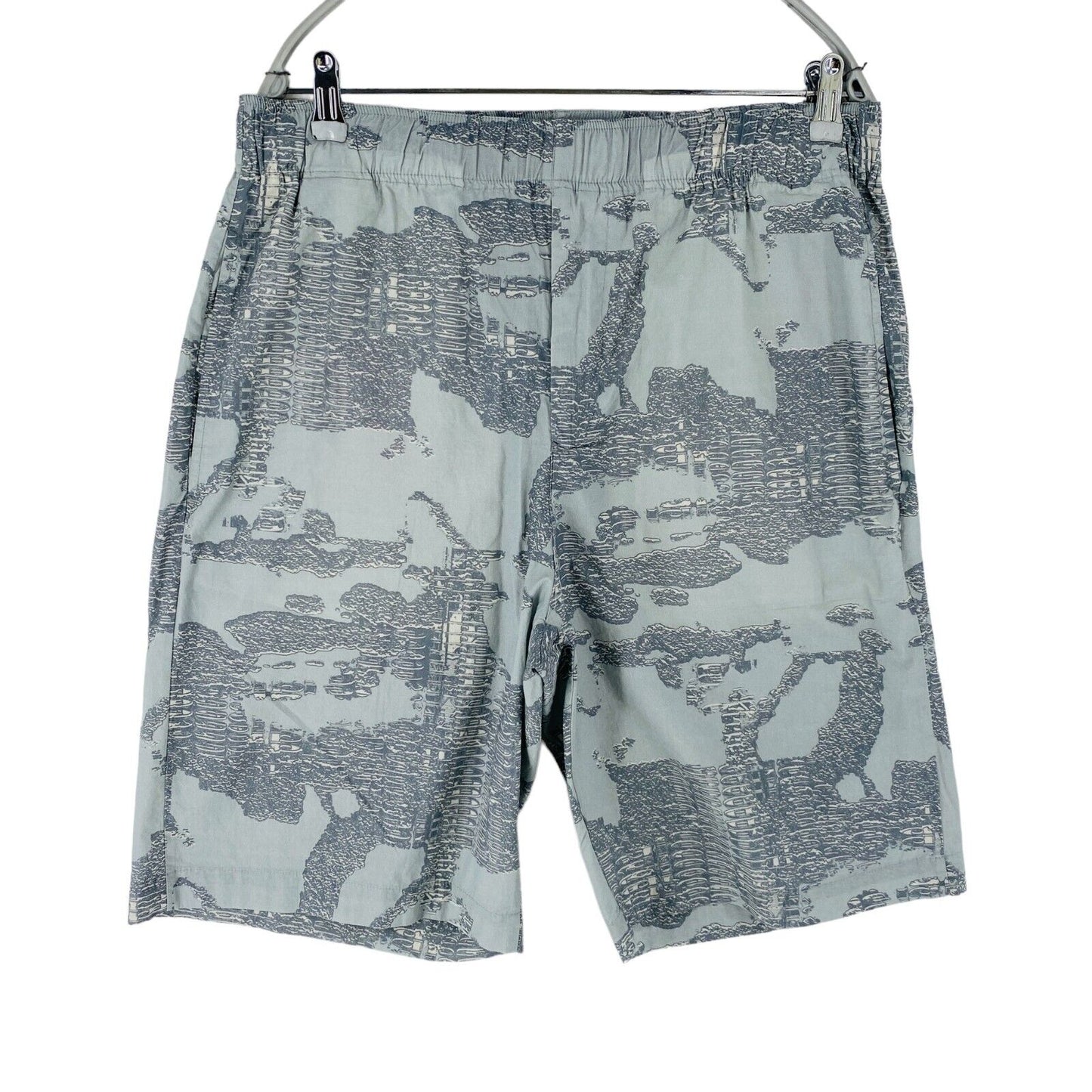 DIESEL P-FERG Mens Grey Regular Fit Patterned Elastic Waist Shorts Size EUR 48