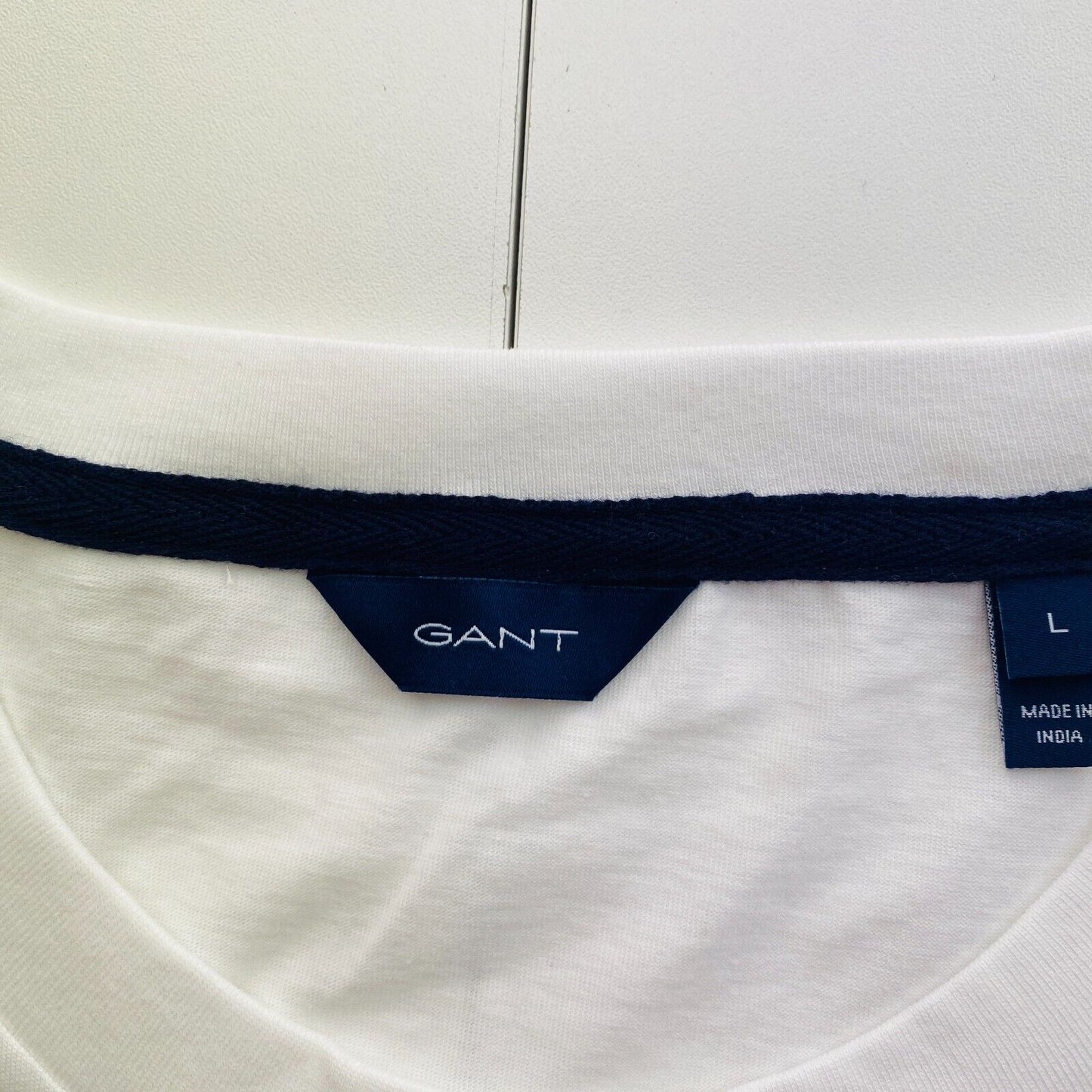 GANT Women White Logo Crew Neck T Shirt Size L