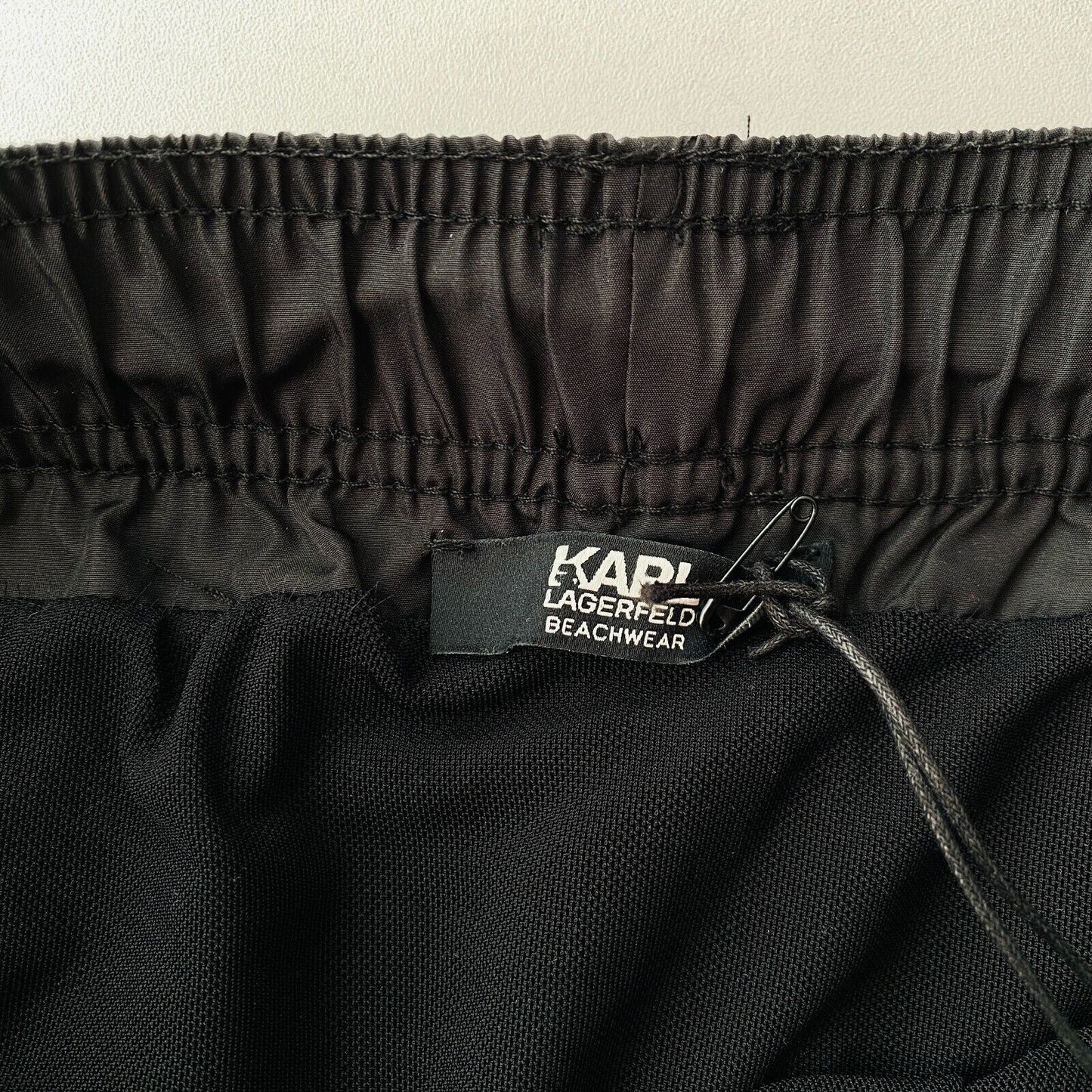 KARL LAGERFELD Beachwear Black Red Short Swimming Trunks Shorts Size L