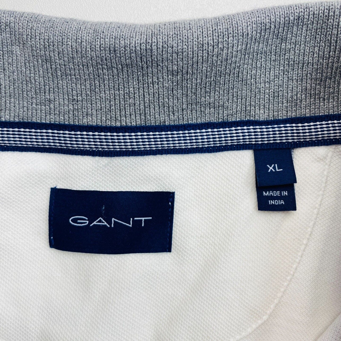 GANT Men White Logo Pique Short Sleeve Polo Shirt Size XL