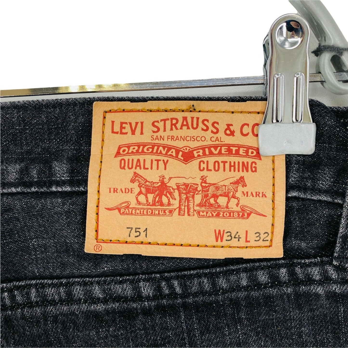 Vintage Levi's 751 Dark Grey Regular Straight Fit Jeans W34 L28