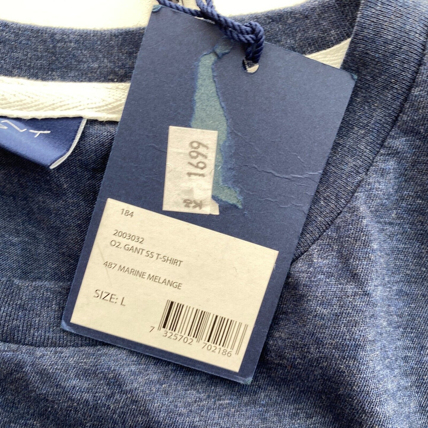 GANT T-shirt à col rond avec logo bleu marine Taille L