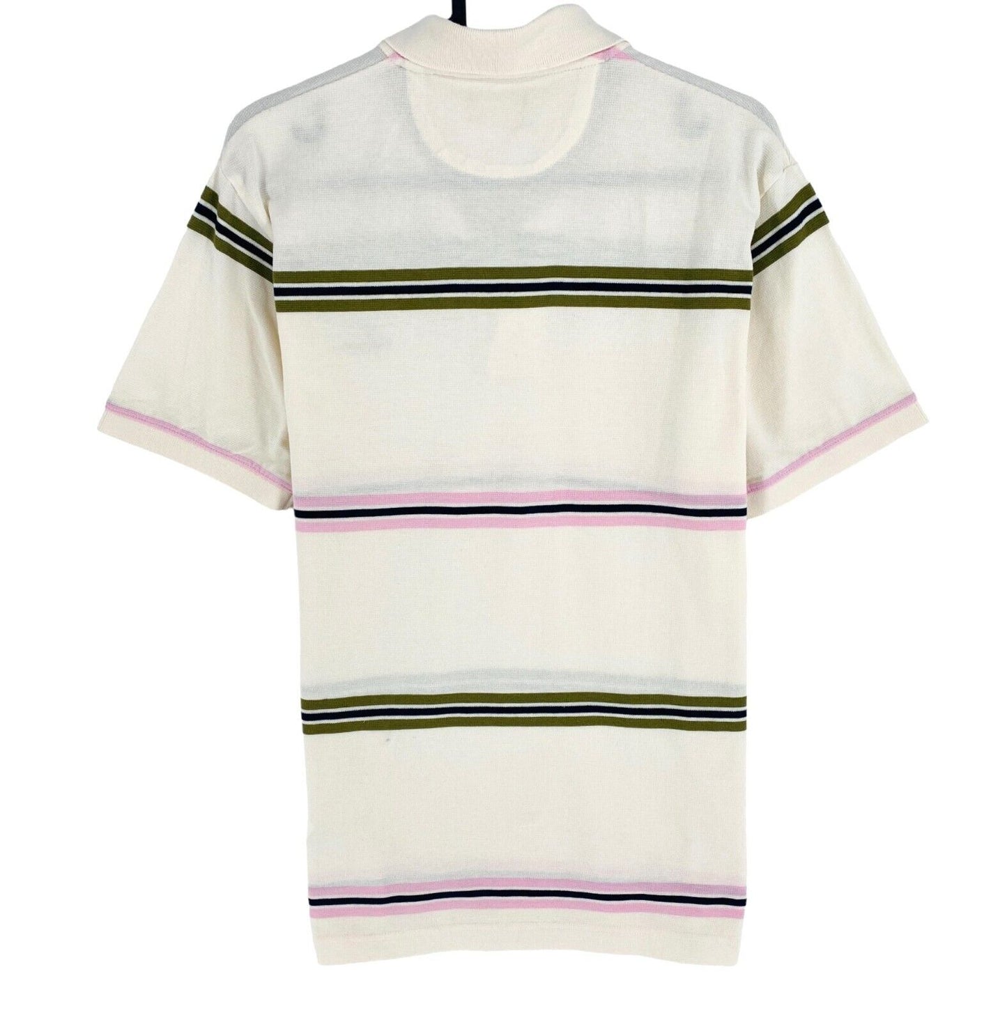 GANT Men White Narrow Stripe Pique Short Sleeve Polo Shirt Size S