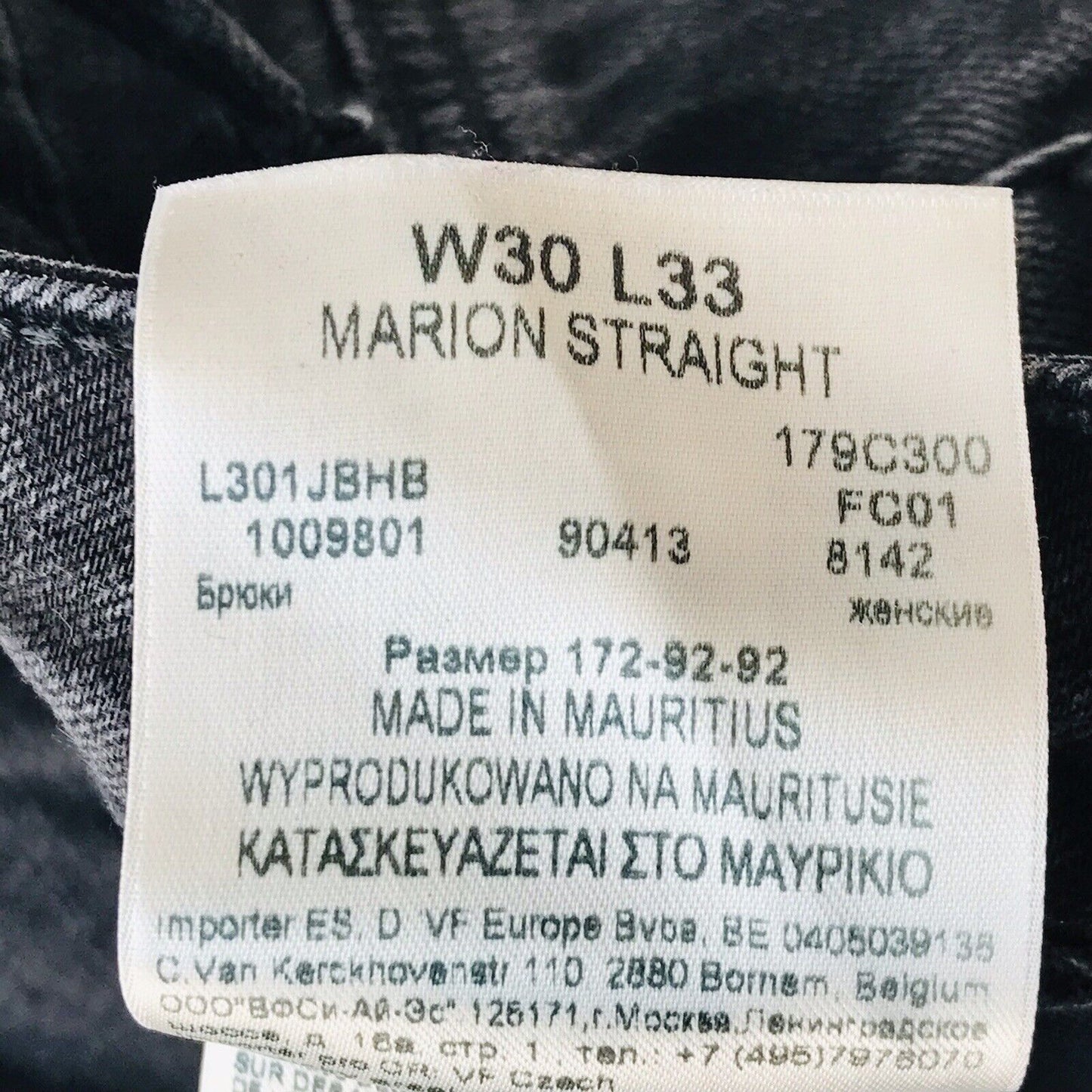 Lee MARION Women Dark Grey Stretch Regular Straight Fit Jeans W30 L32