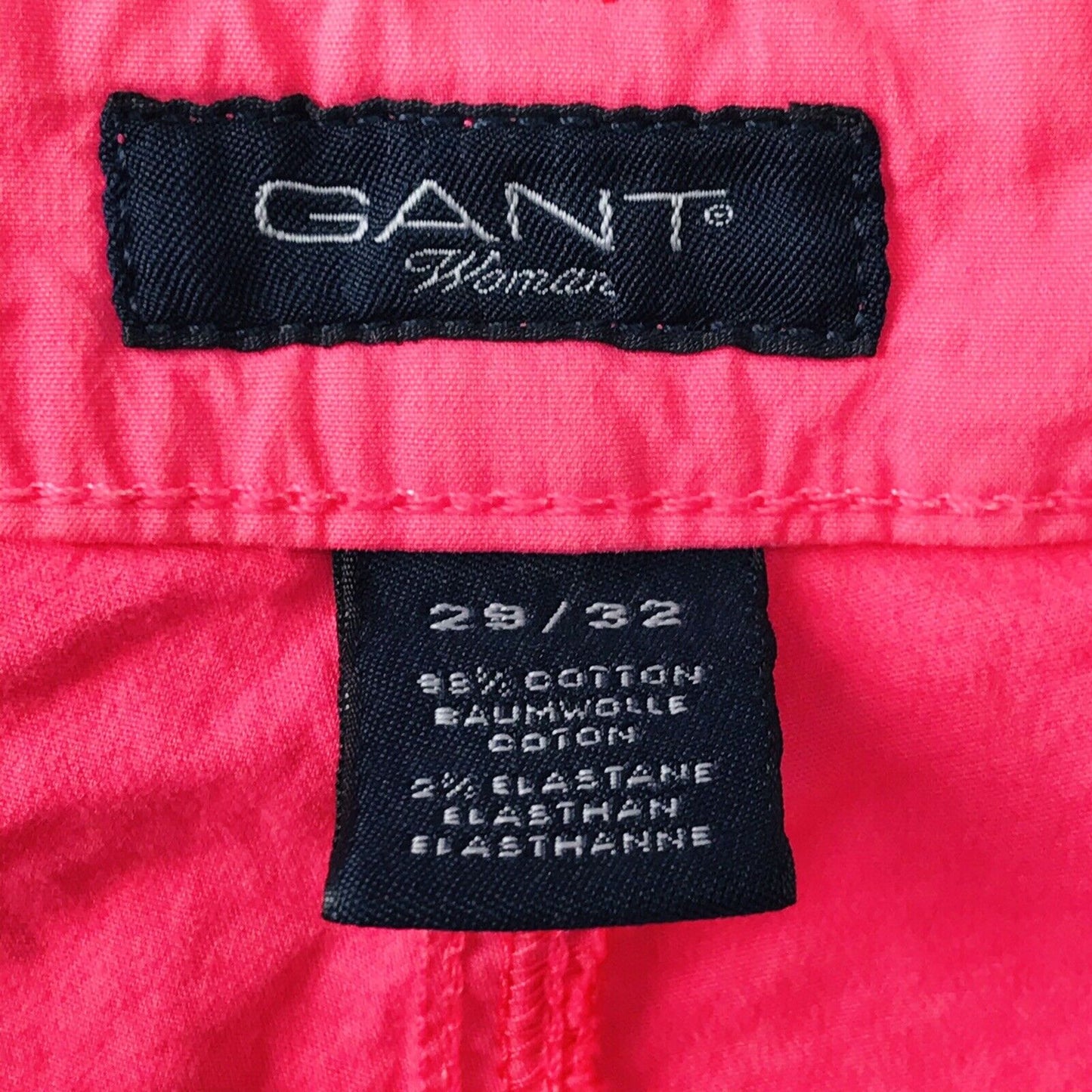 €115 GANT Women Pink Stretch Regular Bootcut Fit Chino Pants Trousers W29 L32