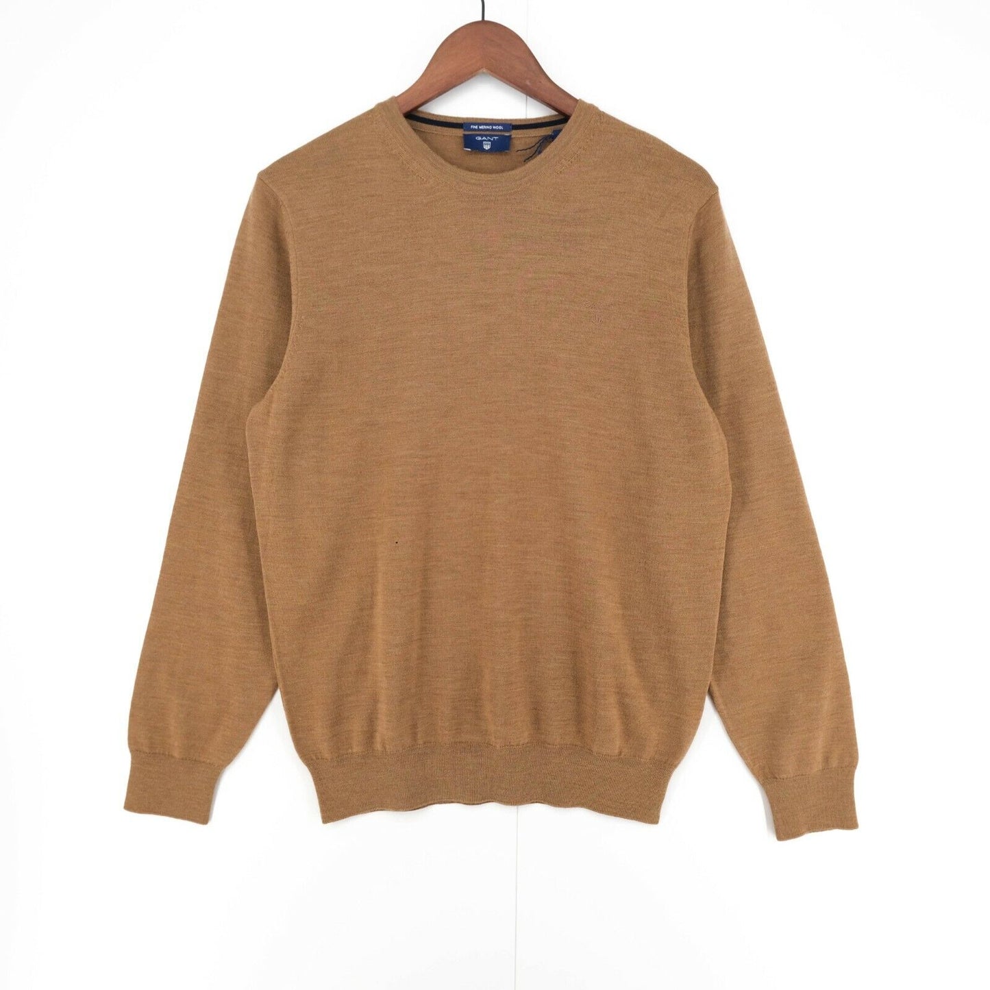 GANT Brown Fine Merino Crew Neck Jumper Pullover Sweater Size M