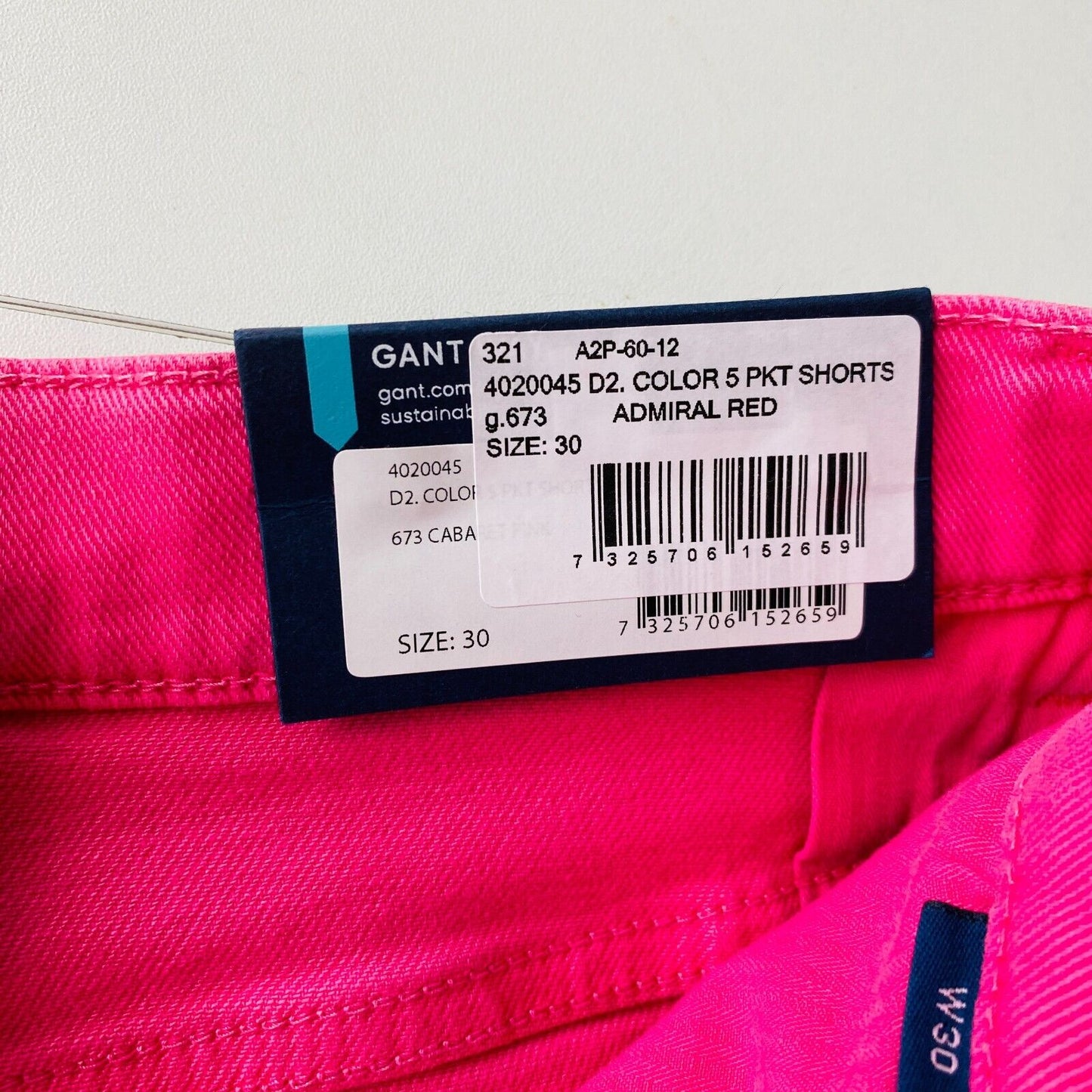 GANT Women Pink Regular Fit Denim Shorts Size W30