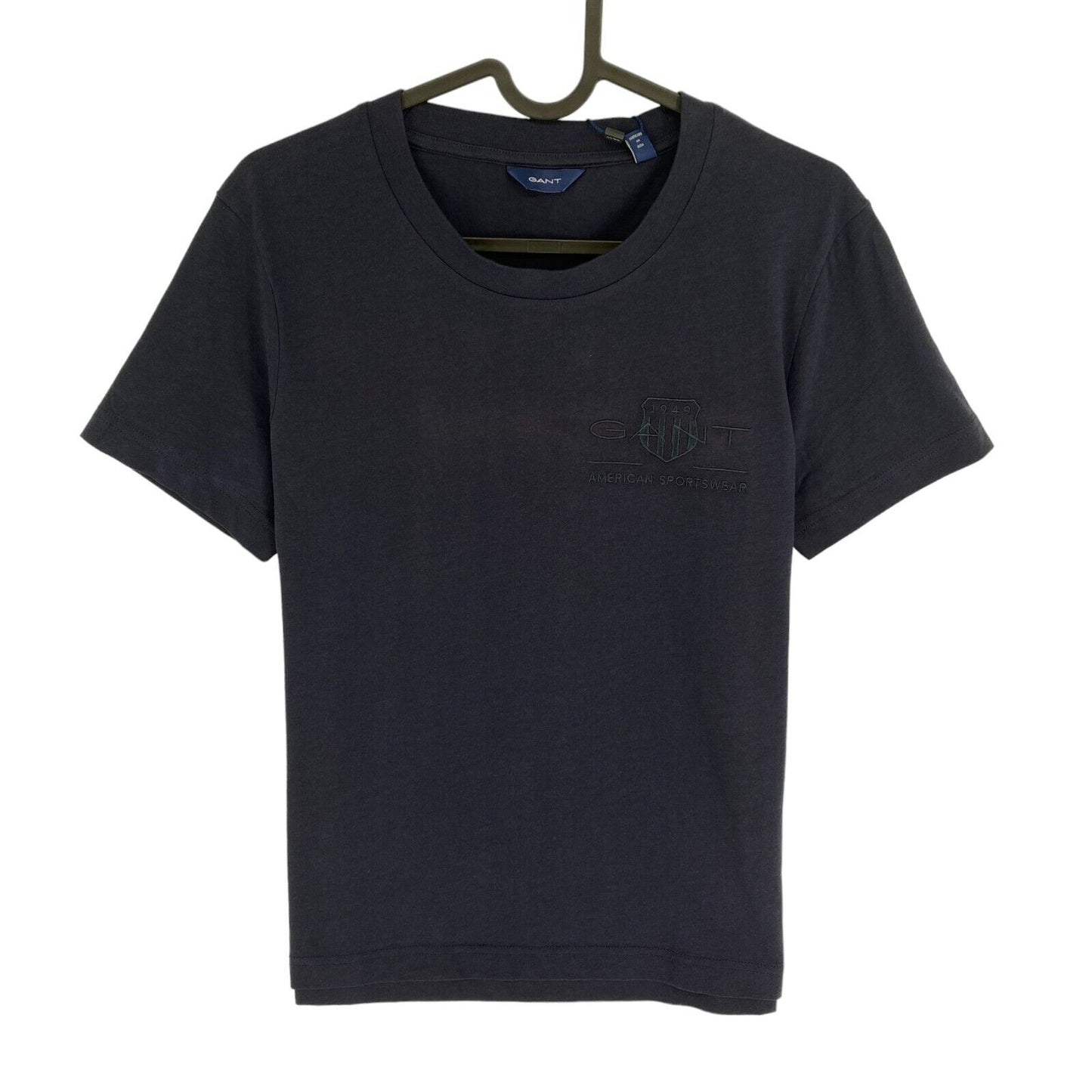 GANT Women Navy Blue Tonal Archive Shield Crew Neck SS T Shirt Size XS