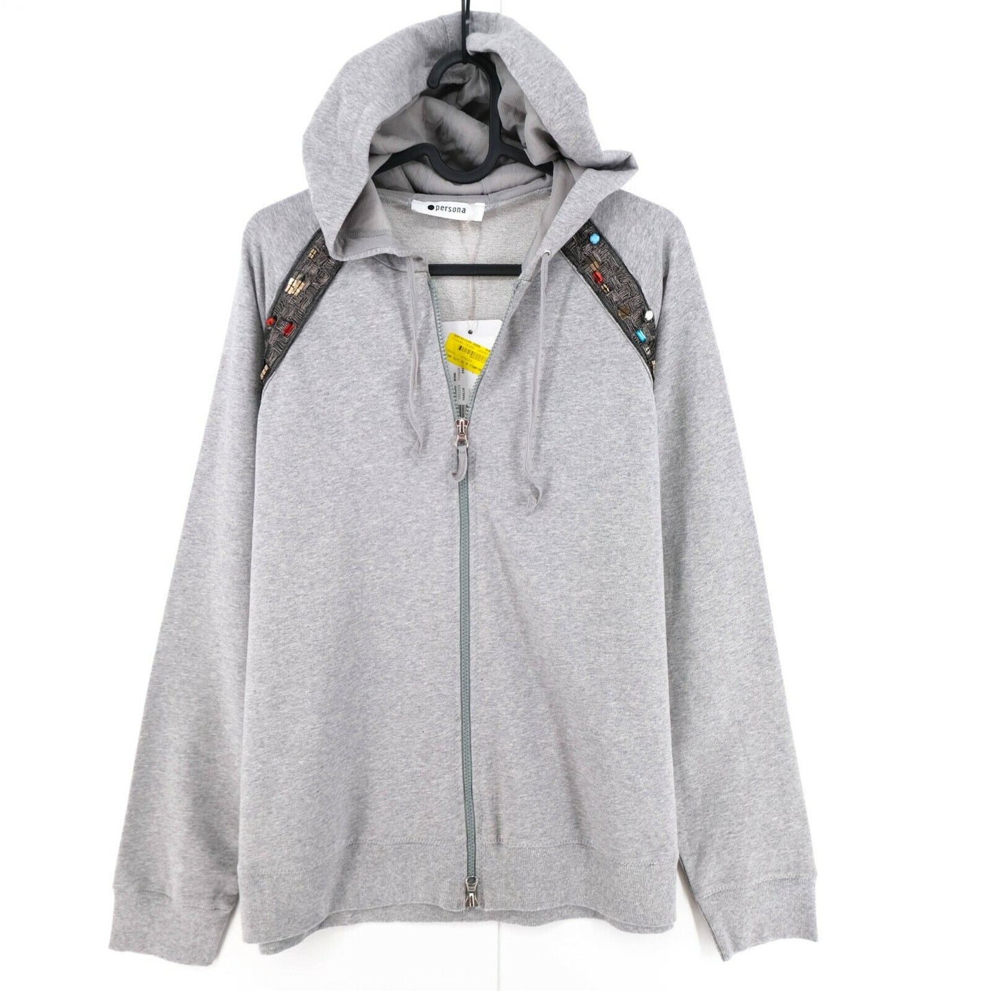 Persona Grey Full Zip Hooded Cardigan Jumper Sweater Pullover Size S