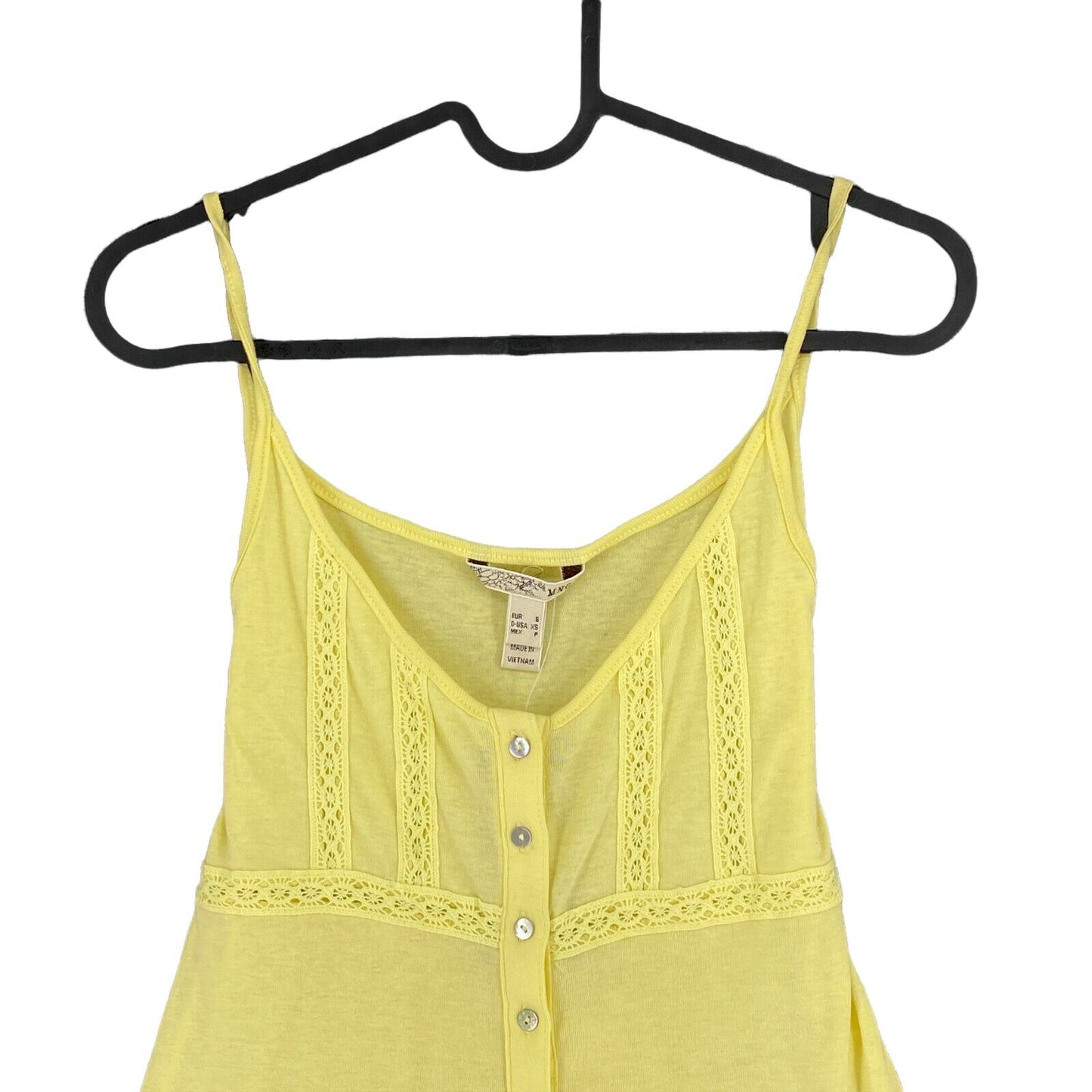 MANGO Yellow 100% Cotton Sleeveless Round Neck Jersey Tank Top Size S