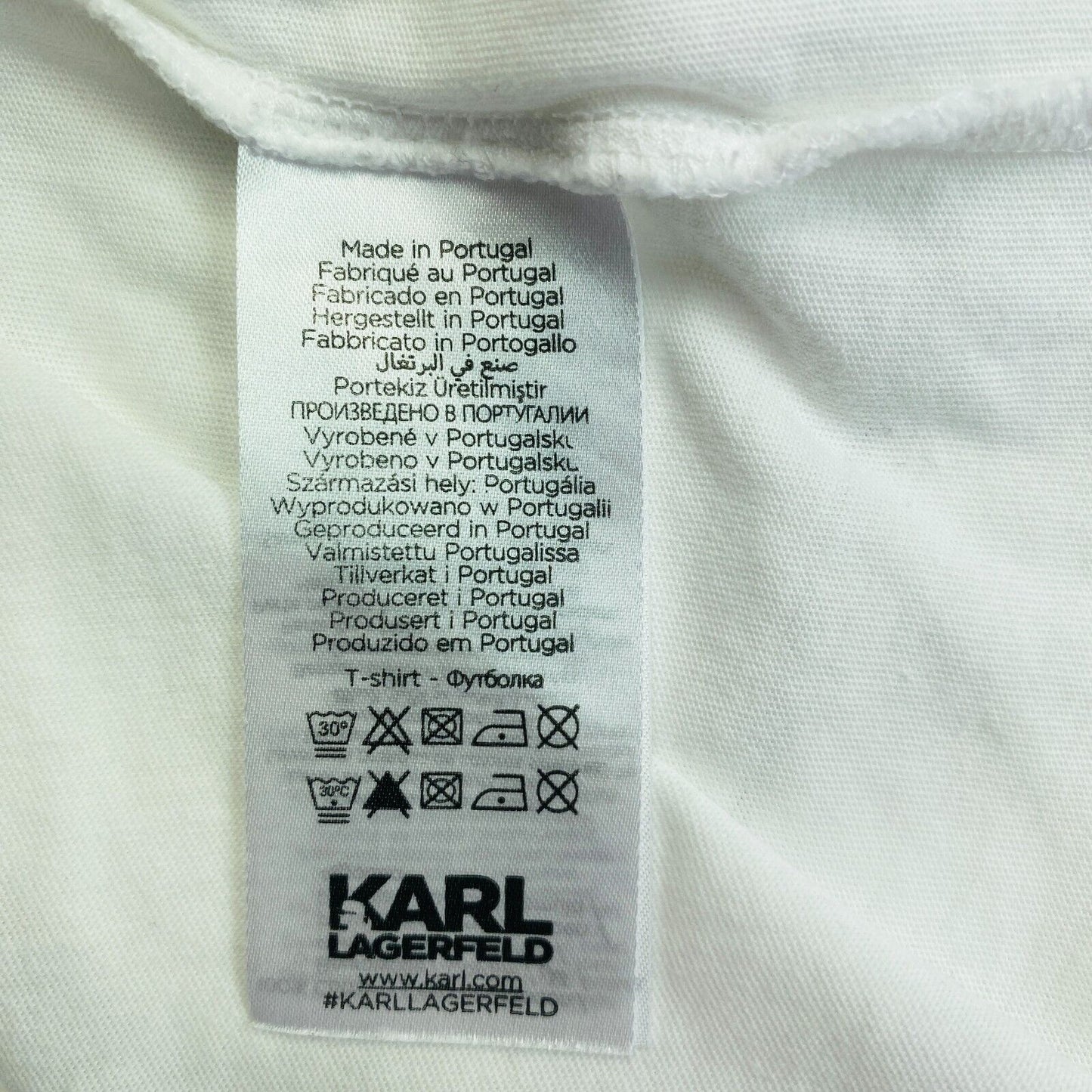 Karl Lagerfeld Blanc Ikonik Karl Crew Neck T-Shirt Top Taille XS