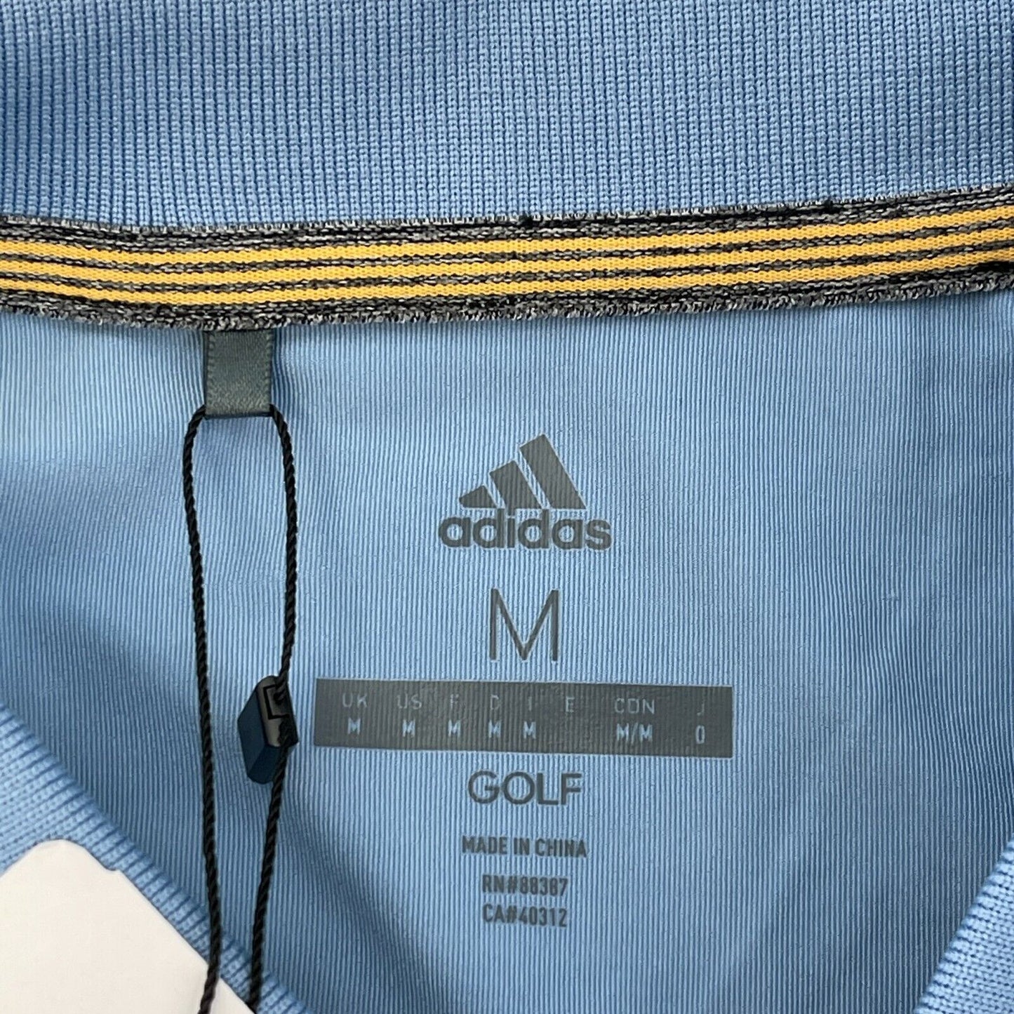 Adidas Golf Dark Light Blue Striped Regular Fit Polo Shirt Top Size M