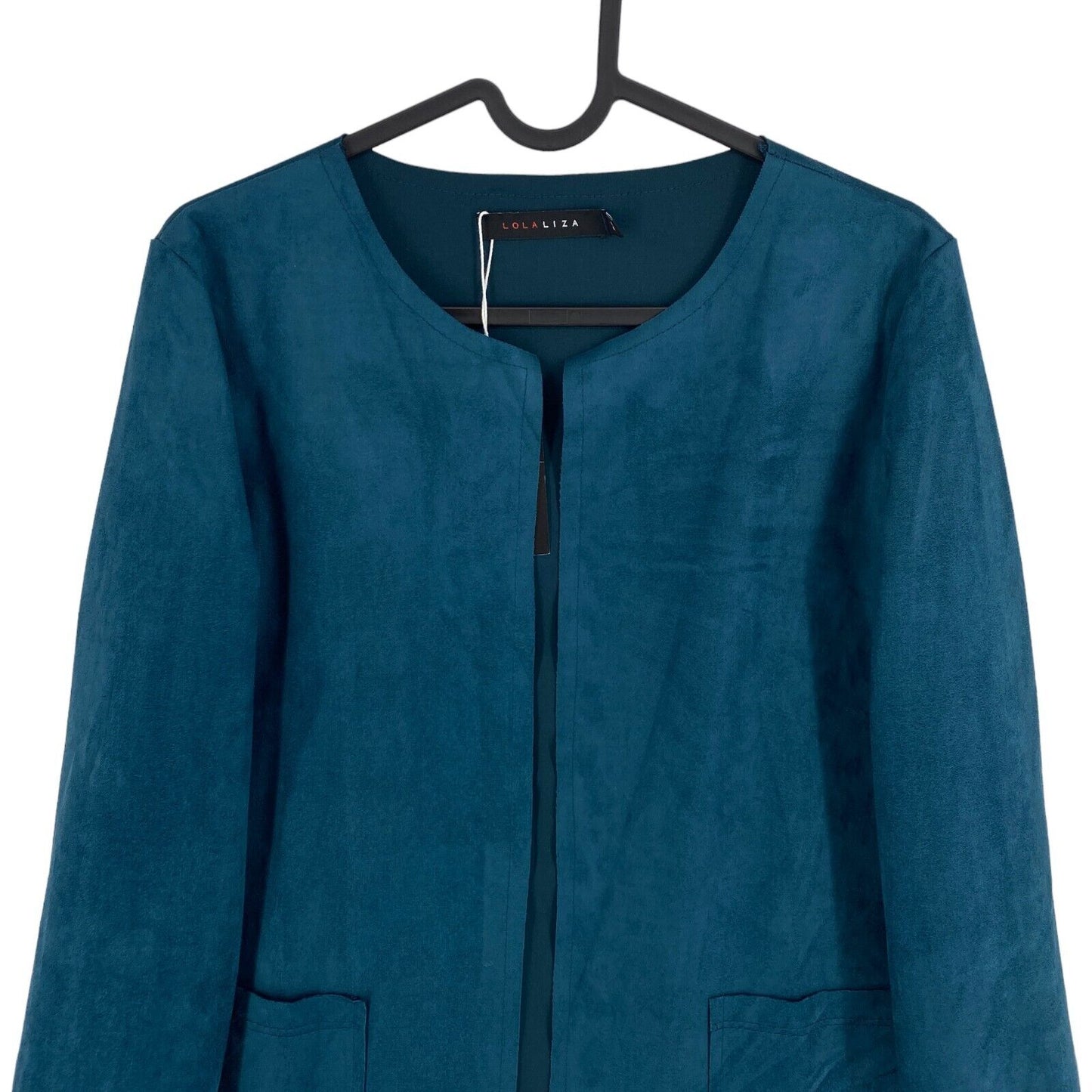 LOLA LIZA Dark Blue Velour Blazer Jacket Size EU 38 UK 10 US 8