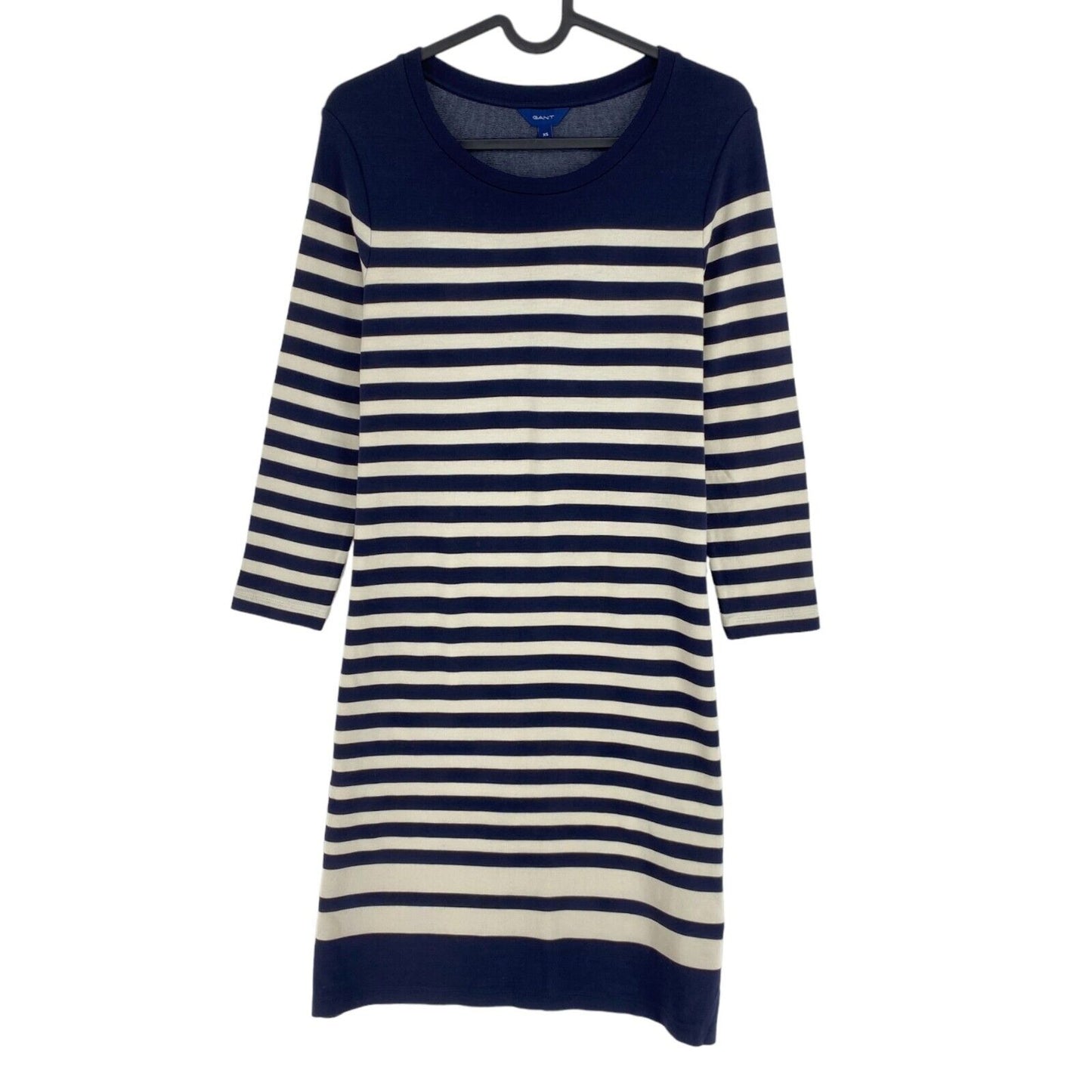 GANT Navy Blue Striped Crew Neck Long Sleeves Dress Size XS