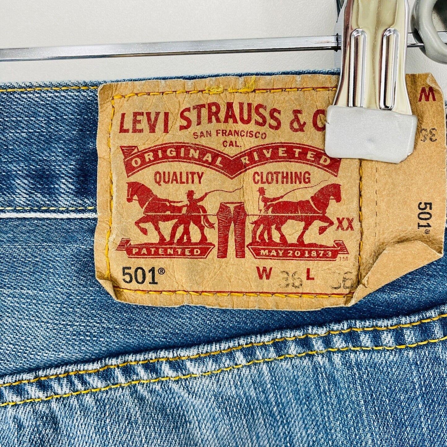 Levi's 501 Blue Mens Original Regular Straight Fit Jeans W36 L32