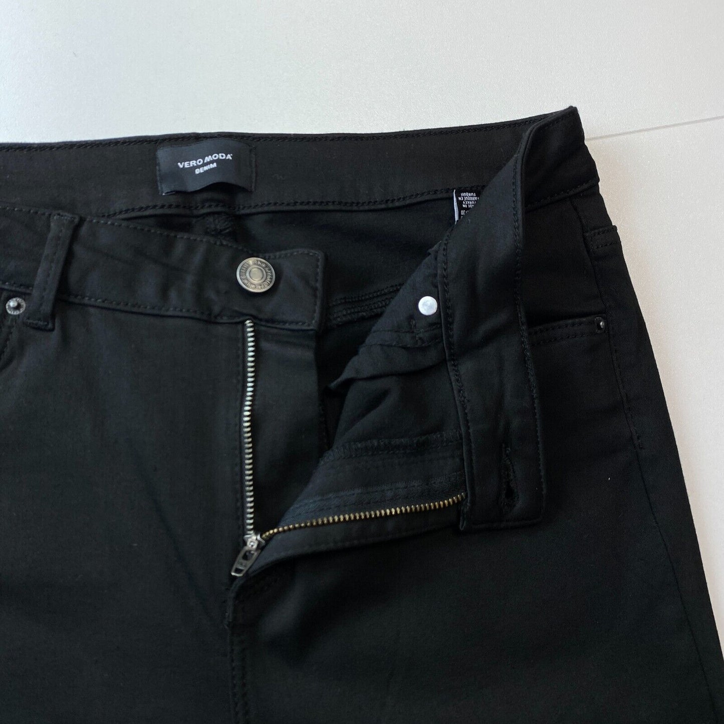 VERO MODA LUX Damen-Jeans, mittelhoher Bund, Skinny Fit, Schwarz, Größe XL, W32, L30