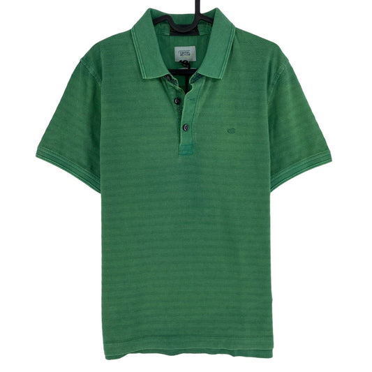 CAMEL ACTIVE Green Raw Dyed Texture Pique Polo Shirt Size M