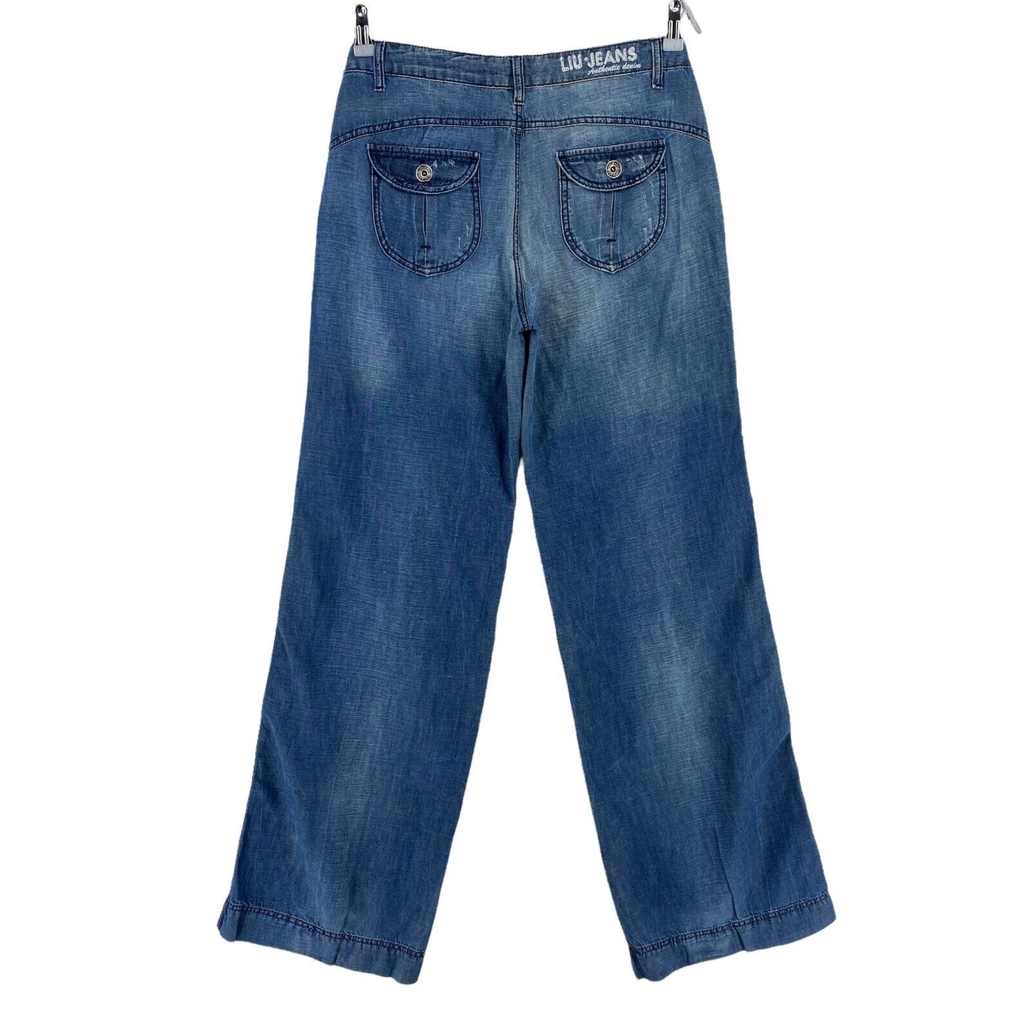 Prix ​​conseillé 288 € LIU JEANS Jean large en lin et coton bleu W28 W30 L36