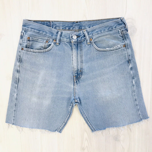 Levi's 505 Custom Made Blue Regular Straight Fit Cut-Off Shorts W32