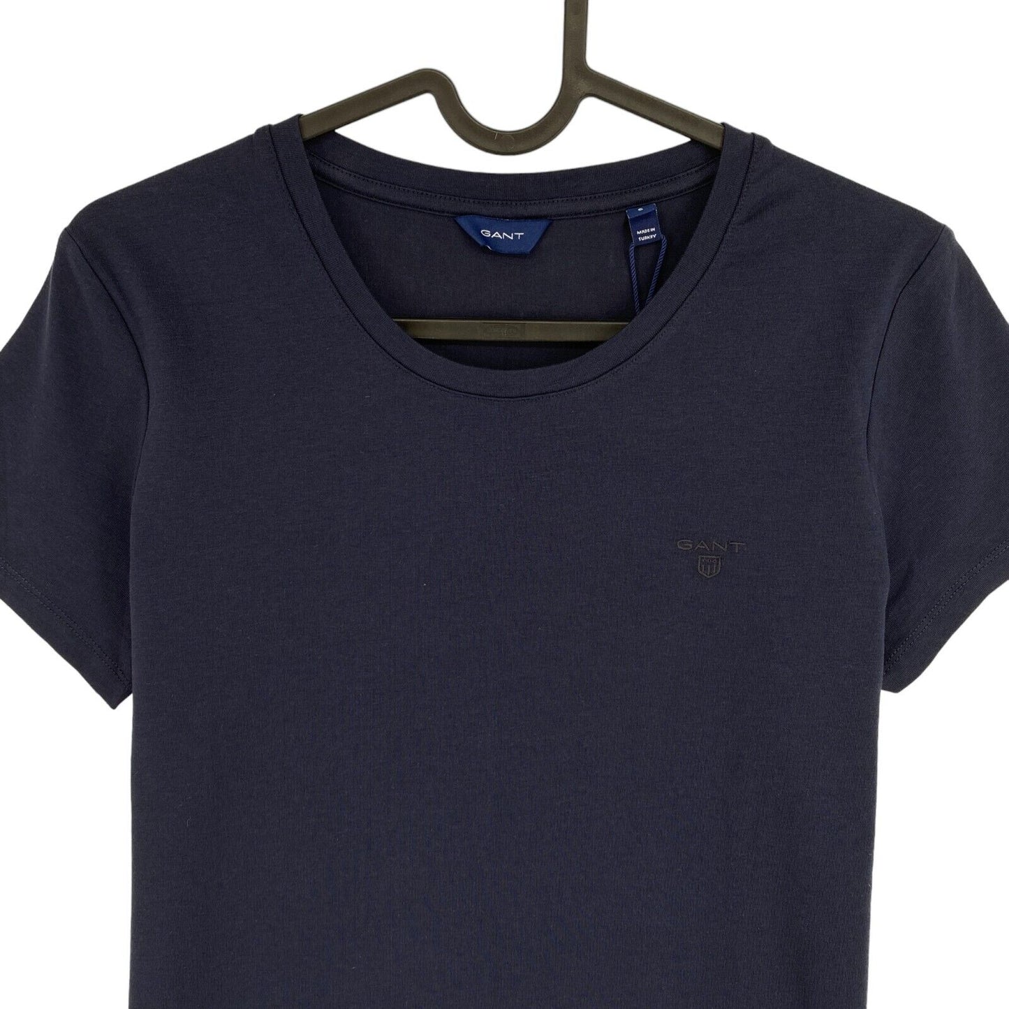 GANT Marineblaues COTT/ELA T-Shirt mit Rundhalsausschnitt, Größe S