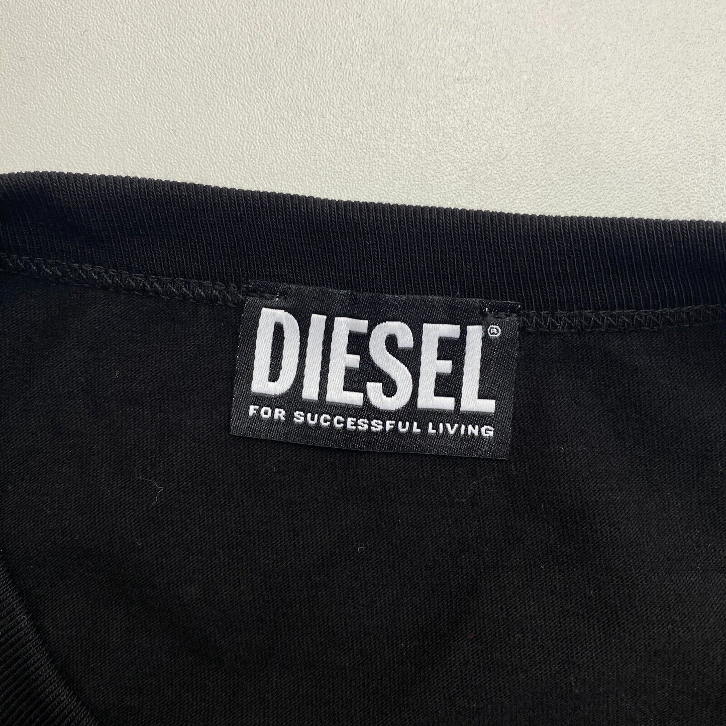 DIESEL Men Black T-DIEGOR-COL Crew Neck Short Sleeves T-Shirt Size M