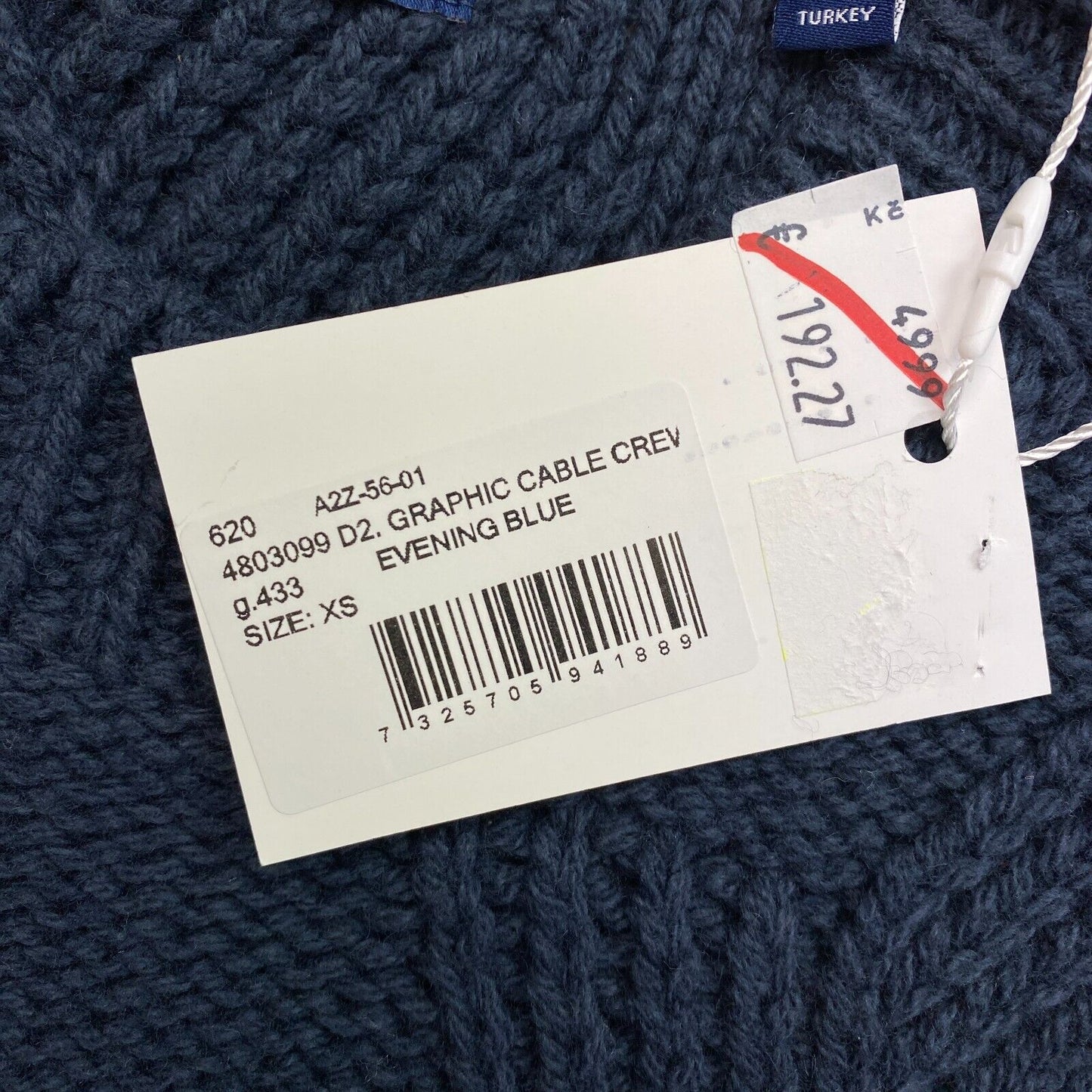 GANT Pullover mit Rundhalsausschnitt und grafischem Zopfmuster, Marineblau, Größe XS