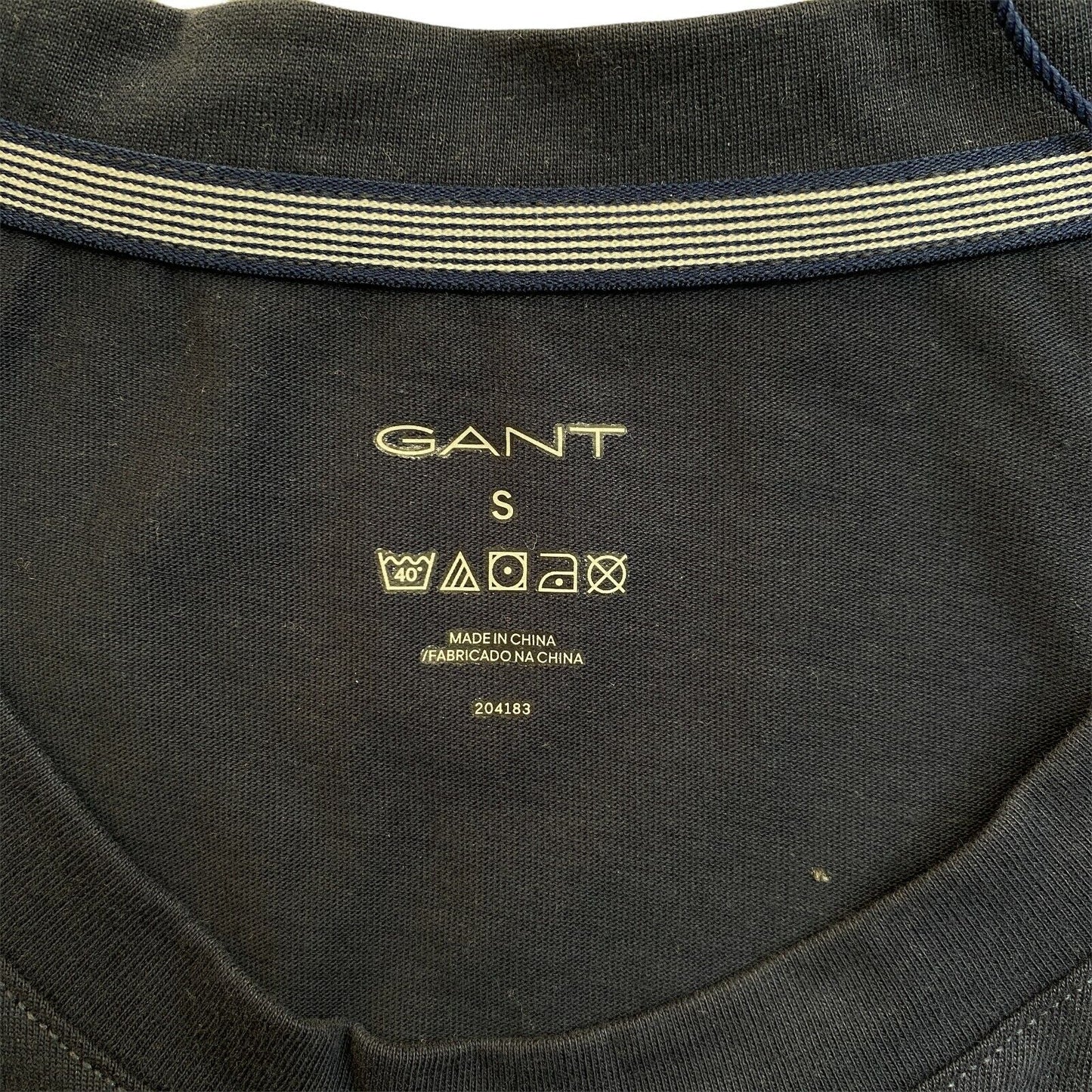 GANT Navy Blue Logo Crew Neck T Shirt Size S