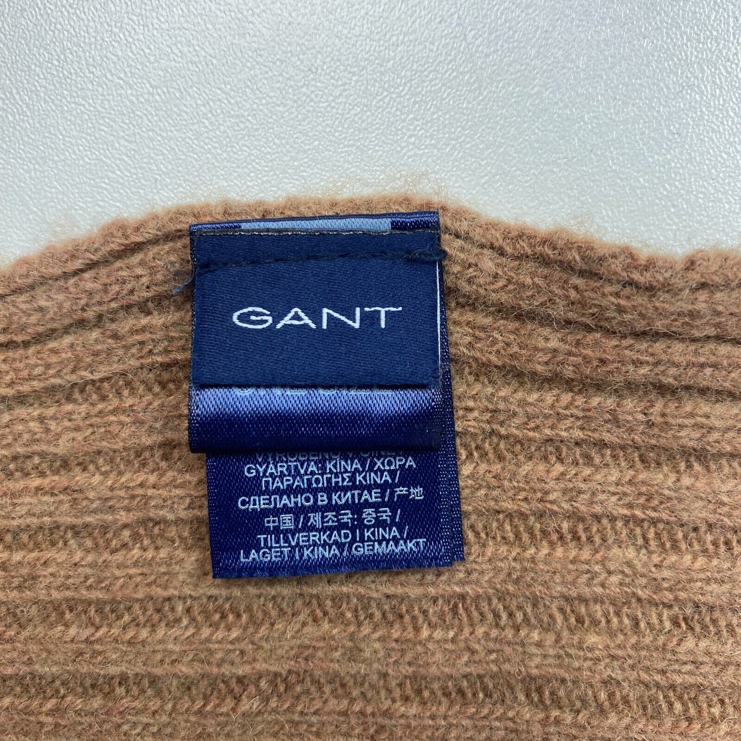 GANT Brown Men's Wool Knit Scarf One Size