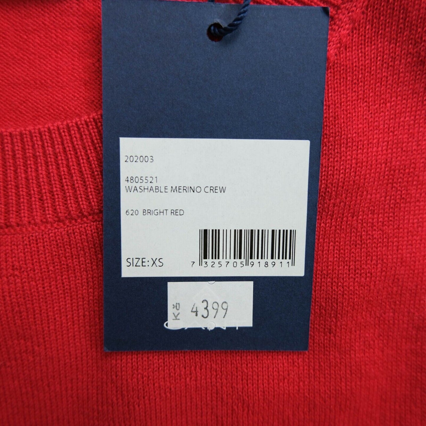 GANT Roter Pullover mit Rundhalsausschnitt, 100 % Wolle, Größe XS