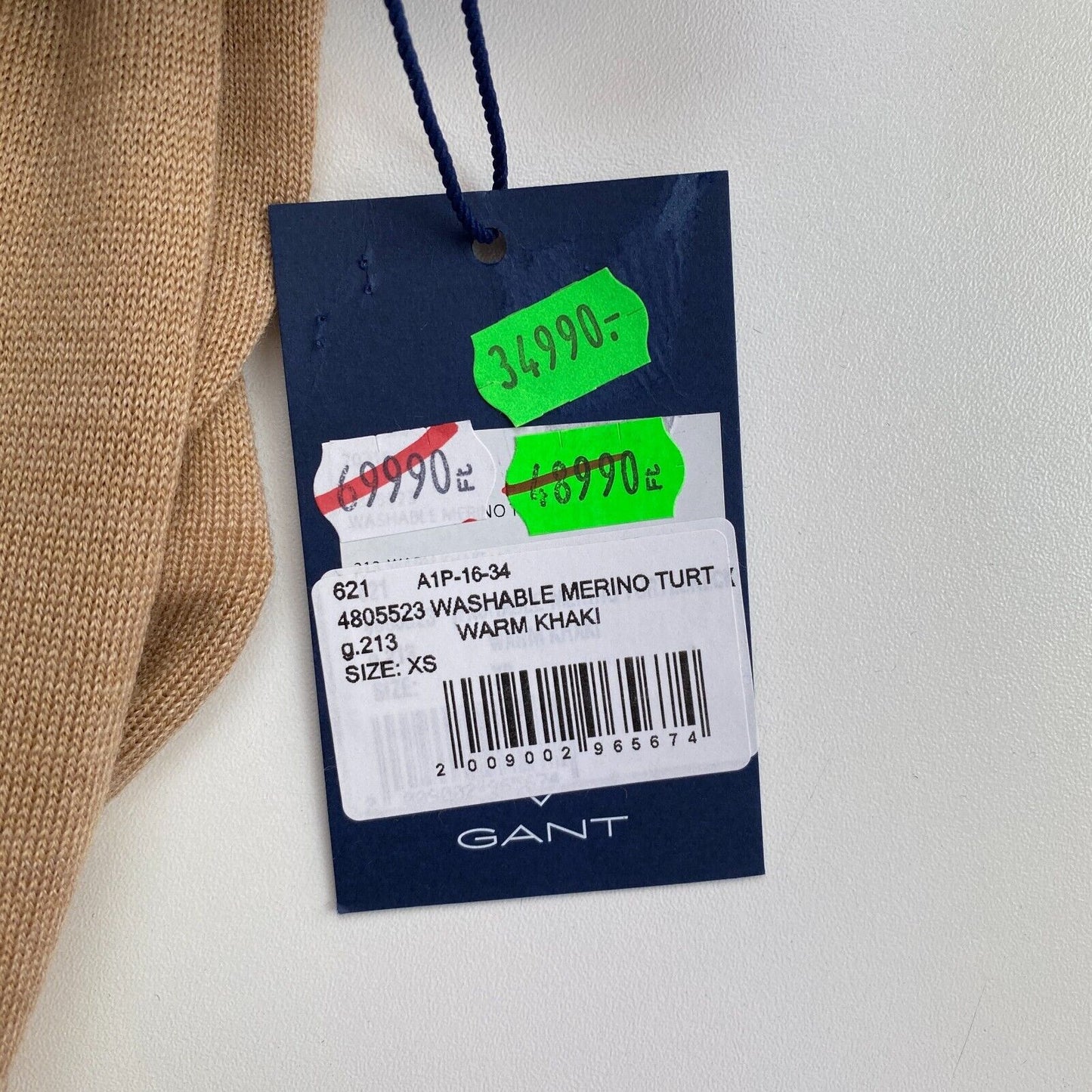 GANT Brauner Rollkragenpullover aus 100 % Wolle, Größe XS