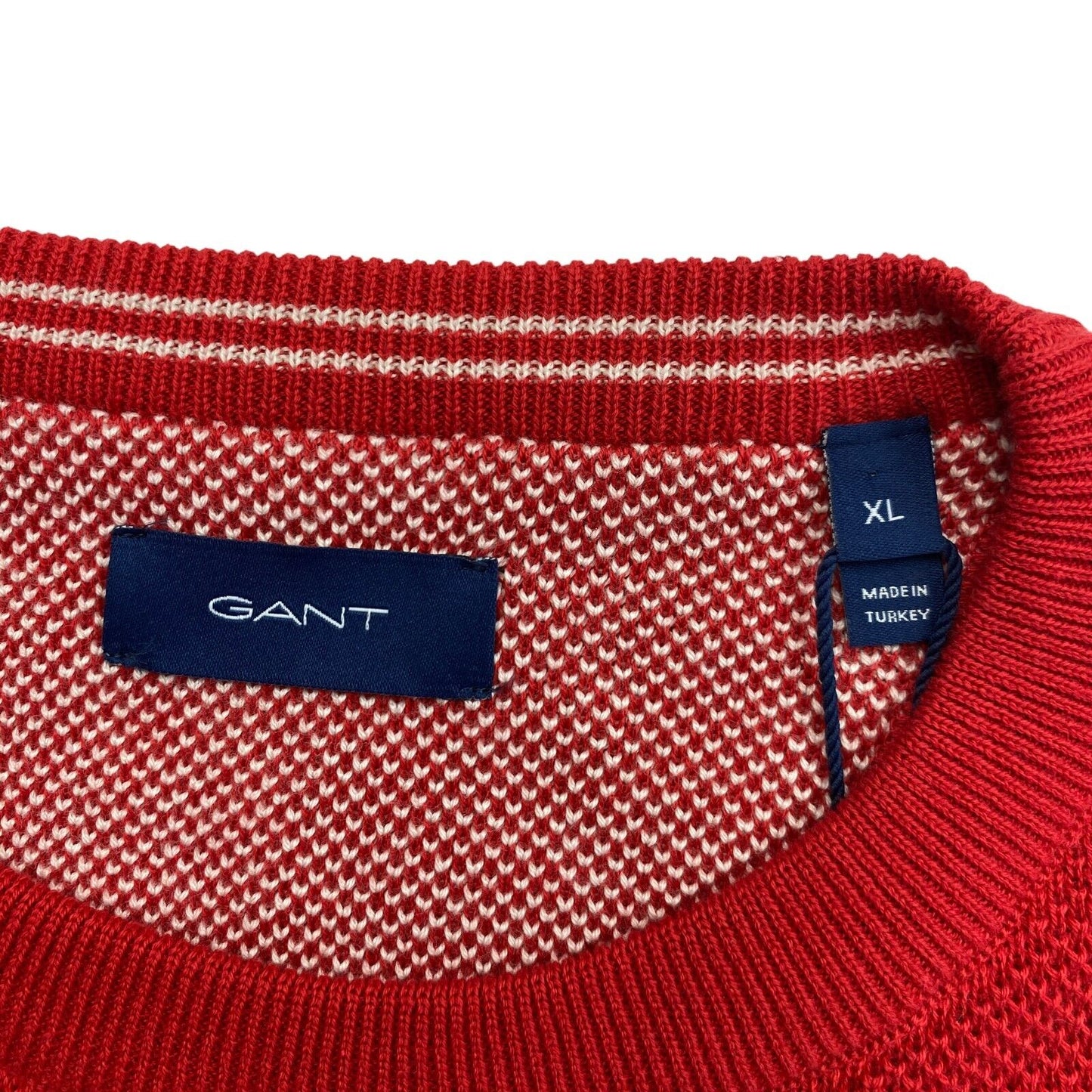 GANT Red Cotton Pique Crew Neck Sweater Jumper XL