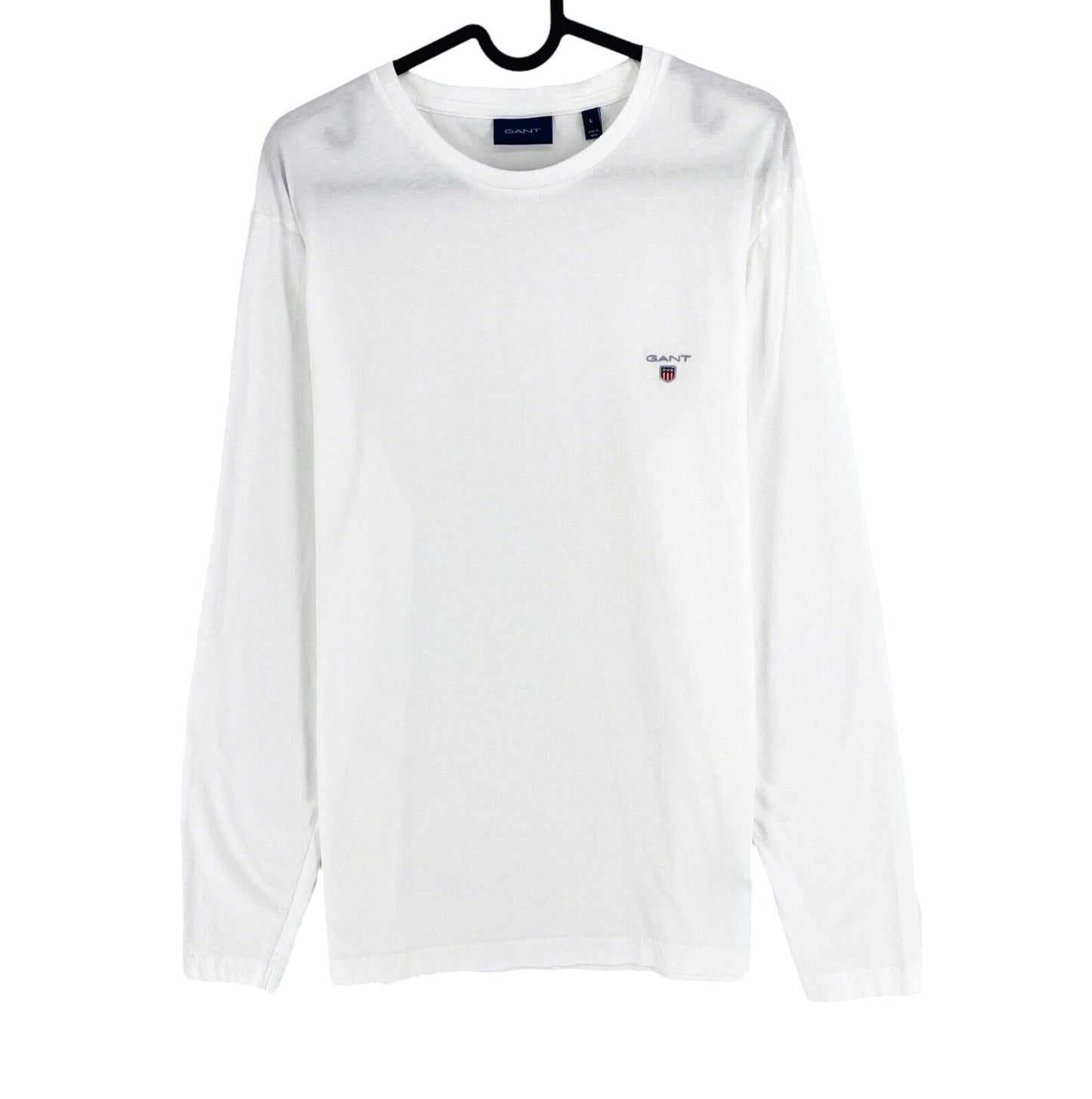 GANT Men White Original Crew Neck Long Sleeves T-Shirt Size L