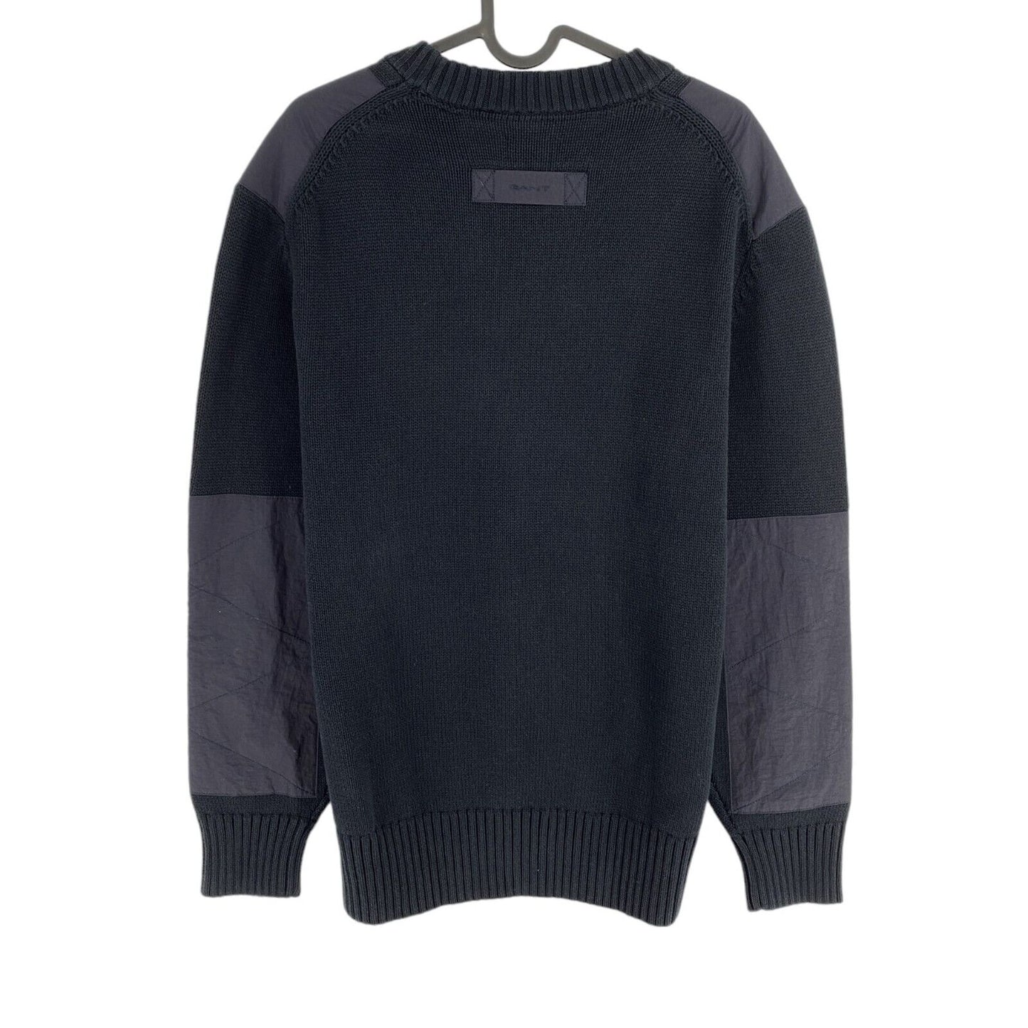 GANT ROUGH WEATHER Marineblauer Pullover mit Rundhalsausschnitt und Verstärkungen, Größe M